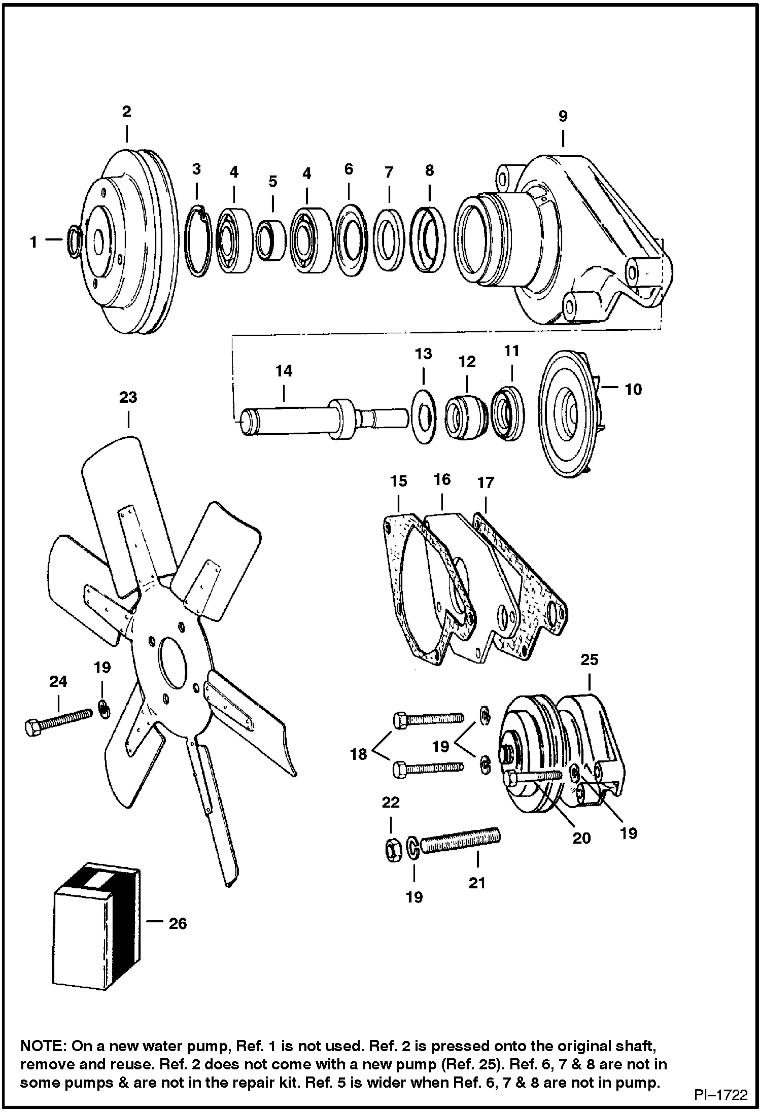 Схема запчастей Bobcat 800s - WATER PUMP POWER UNIT