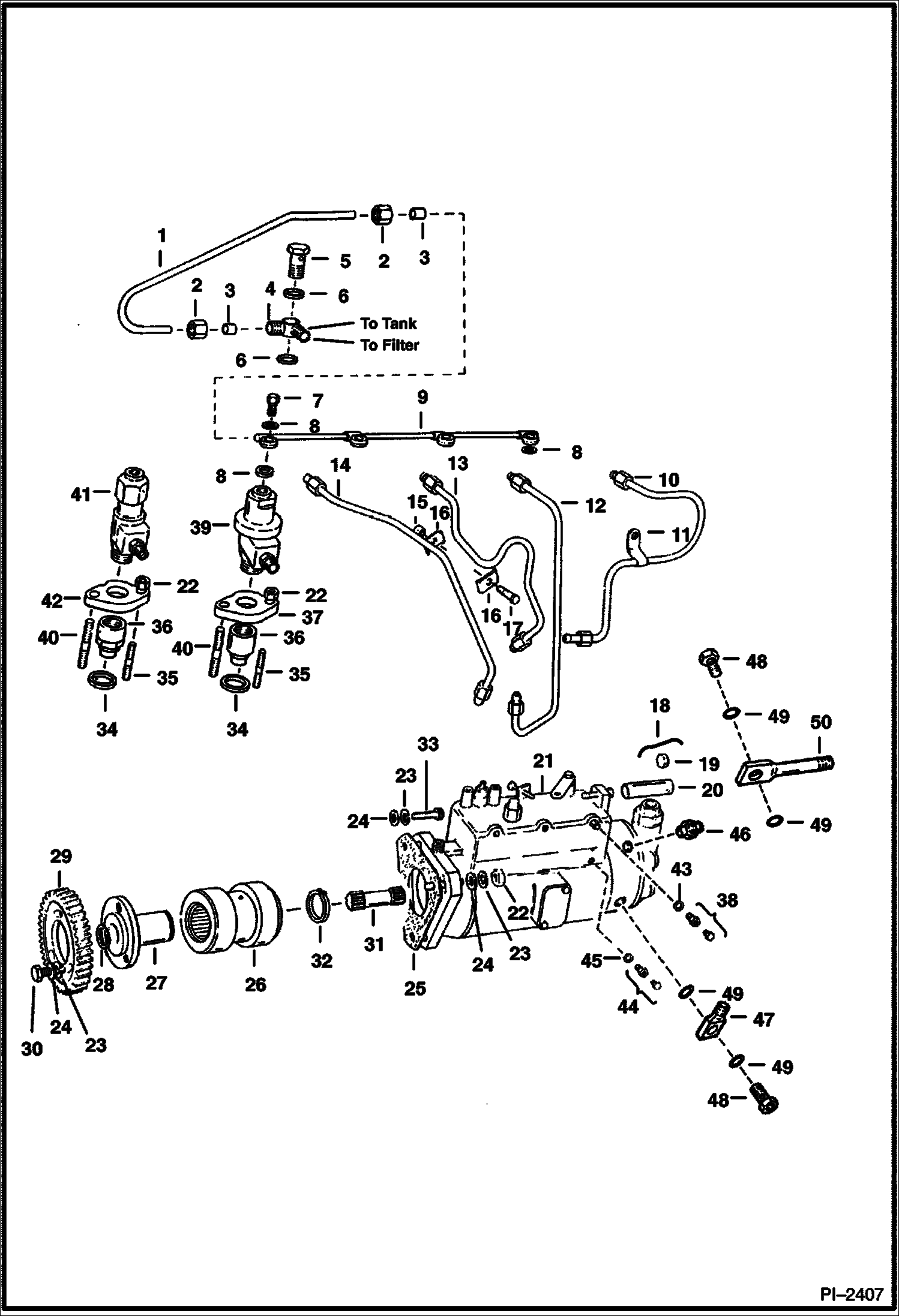 Схема запчастей Bobcat 800s - FUEL INJECTION SYSTEM POWER UNIT