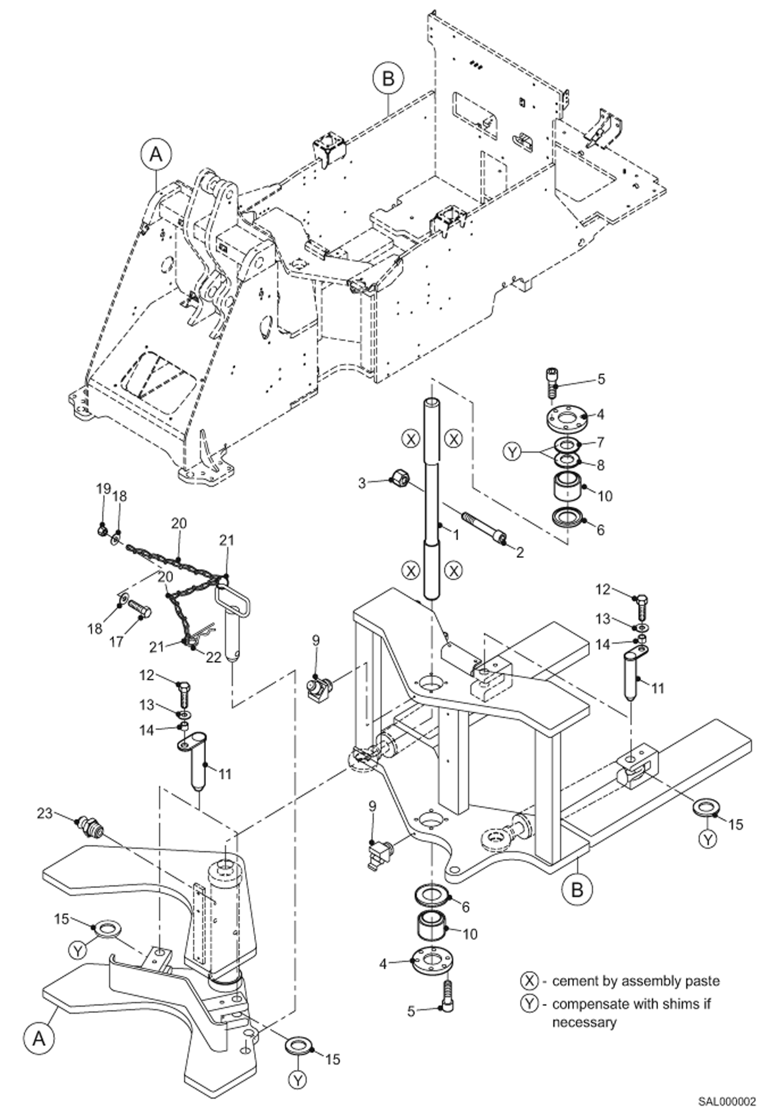 Схема запчастей Bobcat AL440 - ARTICULATION MAIN FRAME