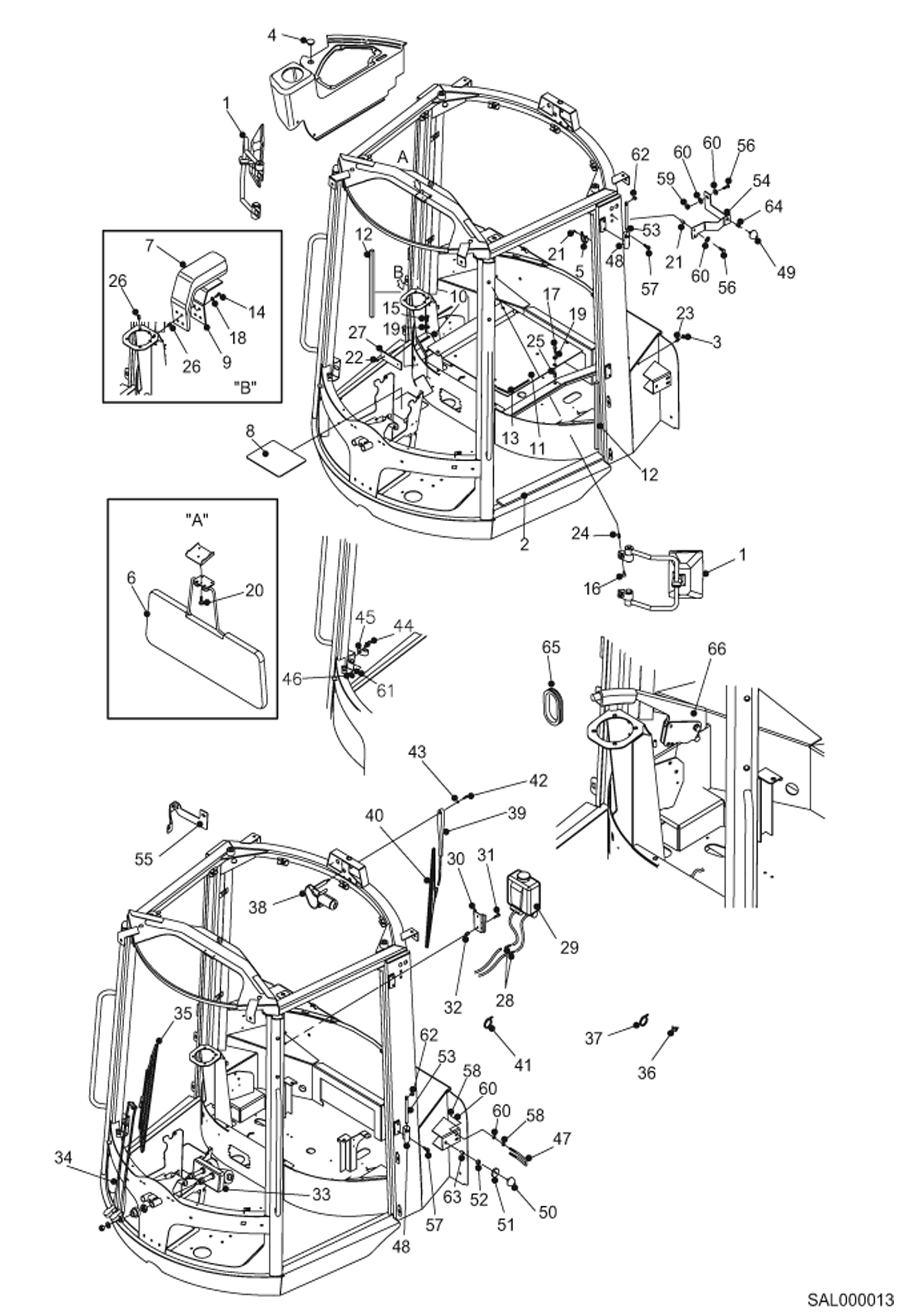 Схема запчастей Bobcat AL275 - CAB-EQUIPMENT 1 MAIN FRAME