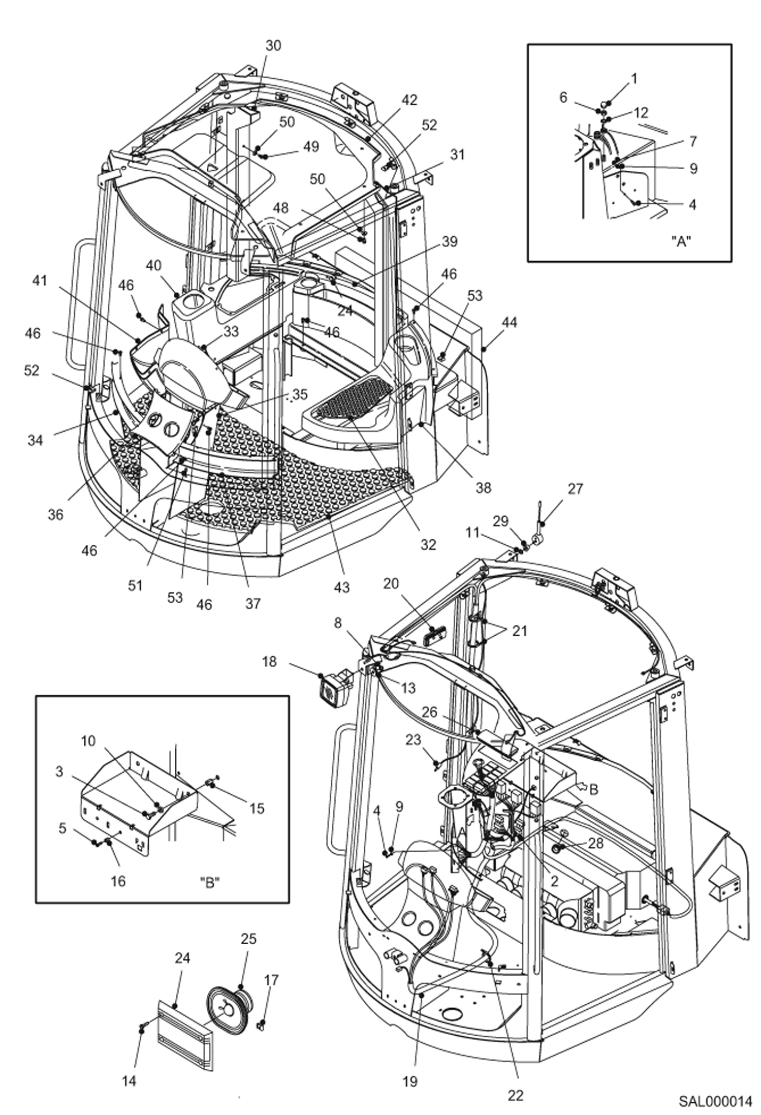 Схема запчастей Bobcat AL440 - CAB - EQUIPMENT 2 MAIN FRAME