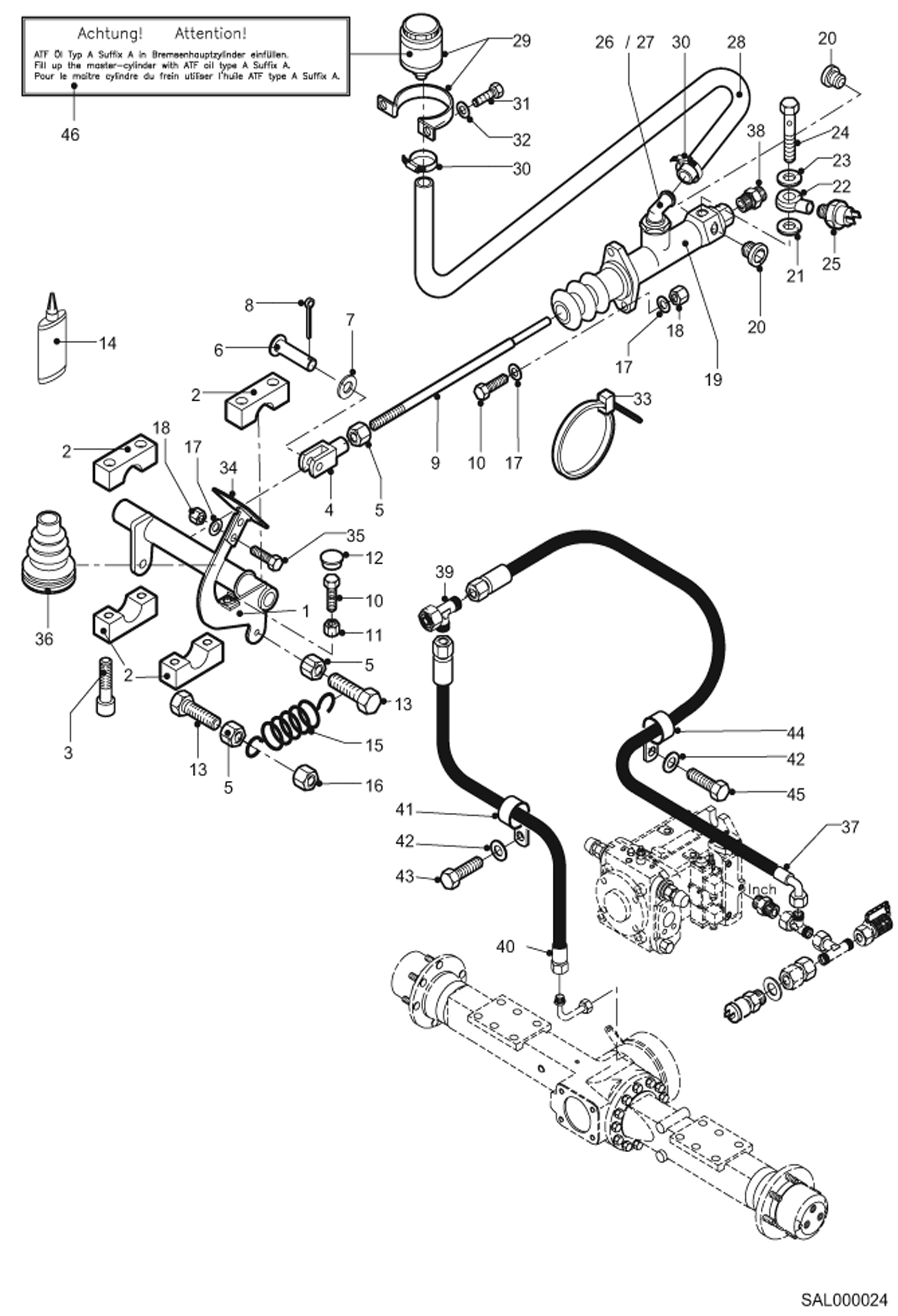 Схема запчастей Bobcat AL440 - SERVICE BRAKE HYDRAULIC INSTALLATION