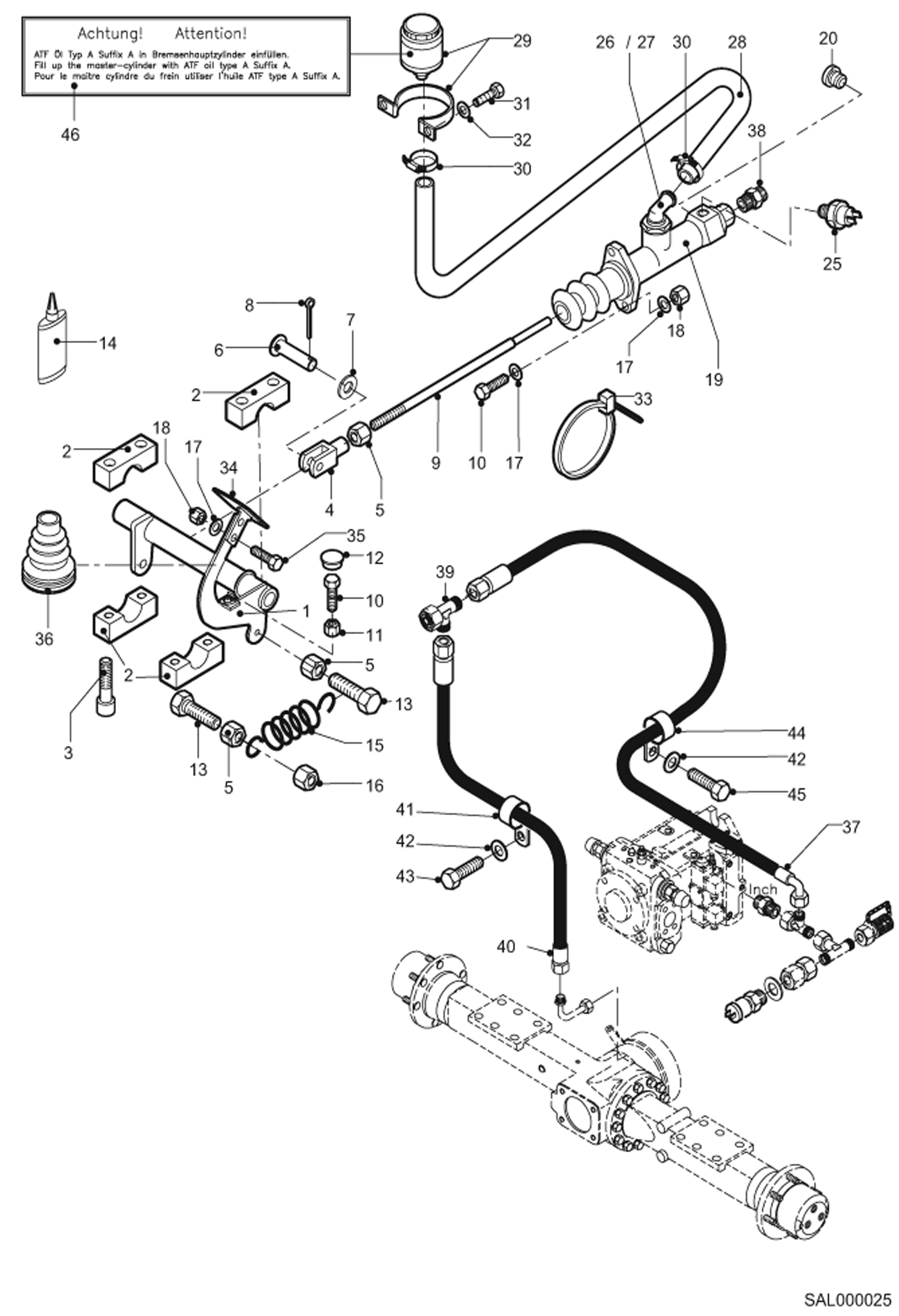 Схема запчастей Bobcat AL440 - SERVICE BRAKE 36 km/h Fast Travel Version HYDRAULIC INSTALLATION