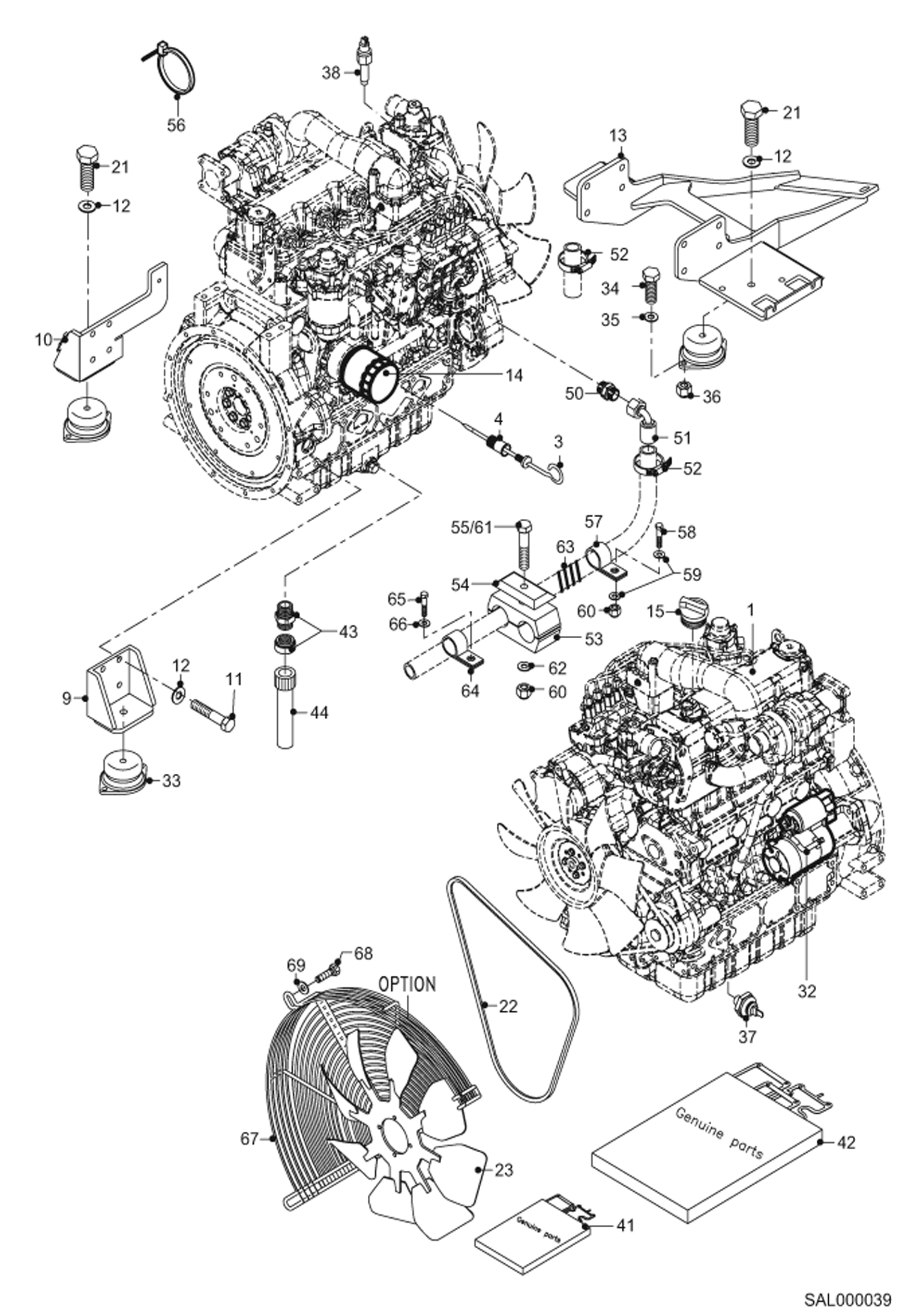 Схема запчастей Bobcat AL440 - ENGINE ASSEMBLY POWER UNIT