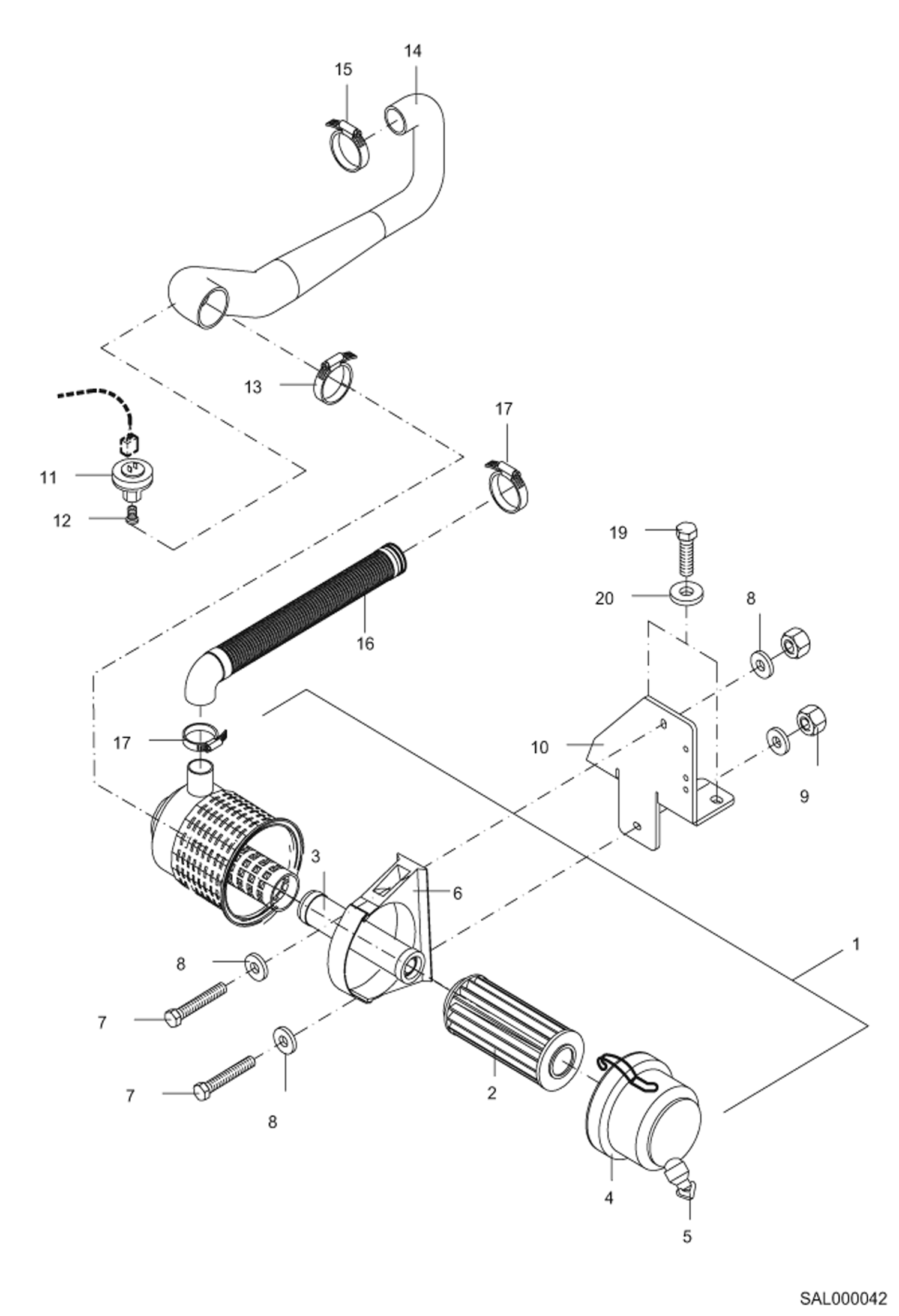 Схема запчастей Bobcat AL440 - AIR FILTER POWER UNIT