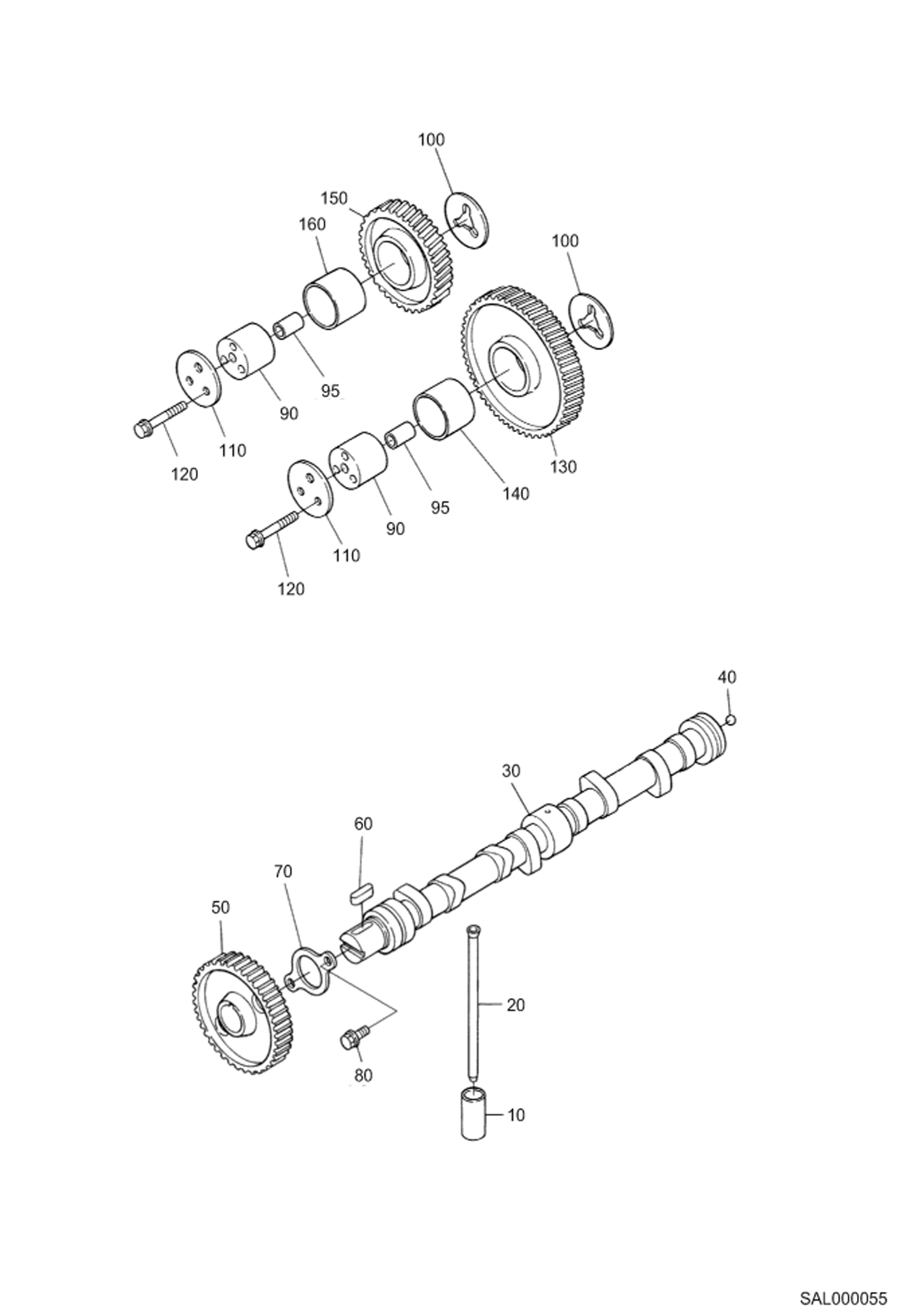 Схема запчастей Bobcat AL440 - CAMSHAFT AND IDLE GEAR SHAFT POWER UNIT