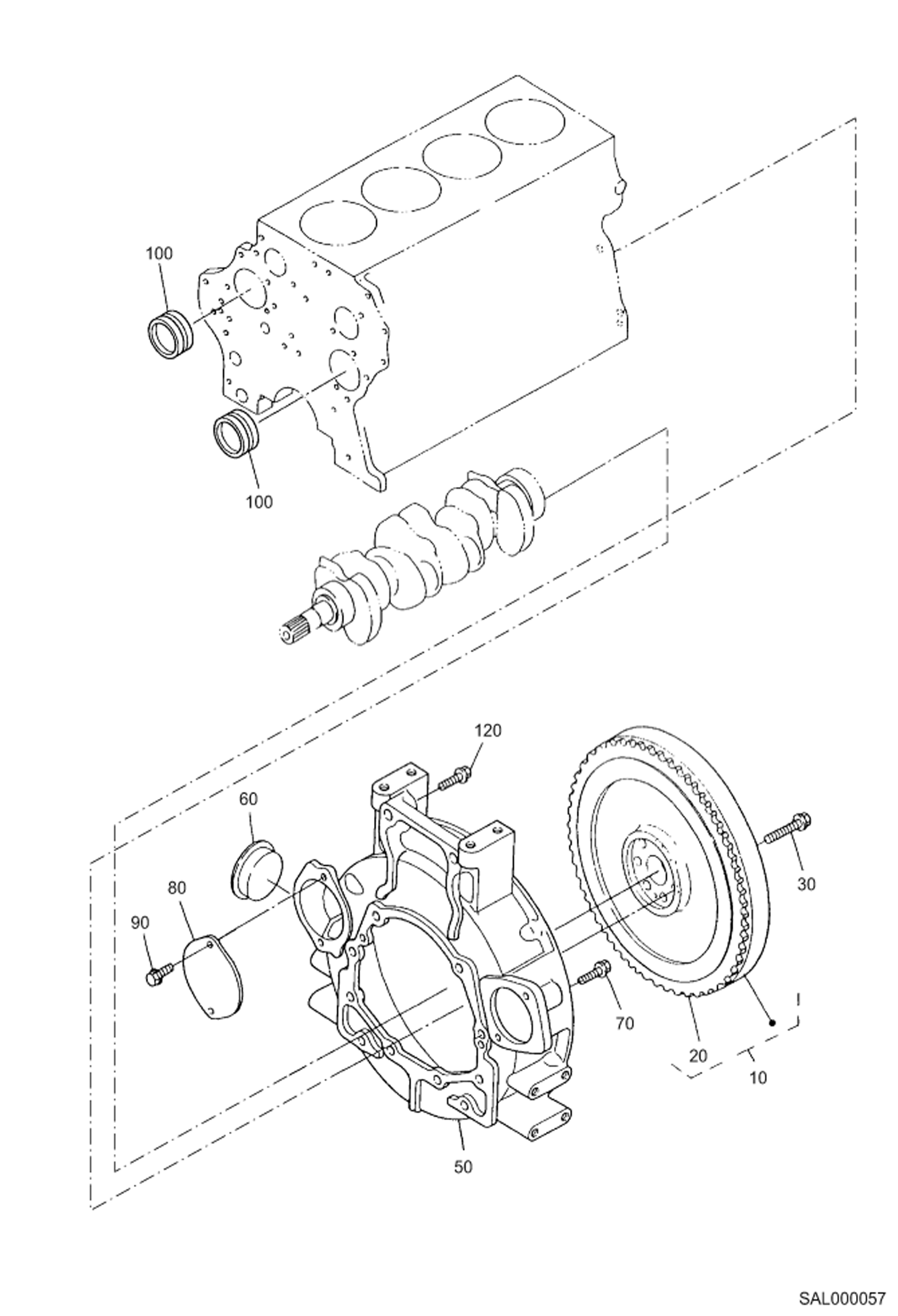 Схема запчастей Bobcat AL440 - FLYWHEEL POWER UNIT