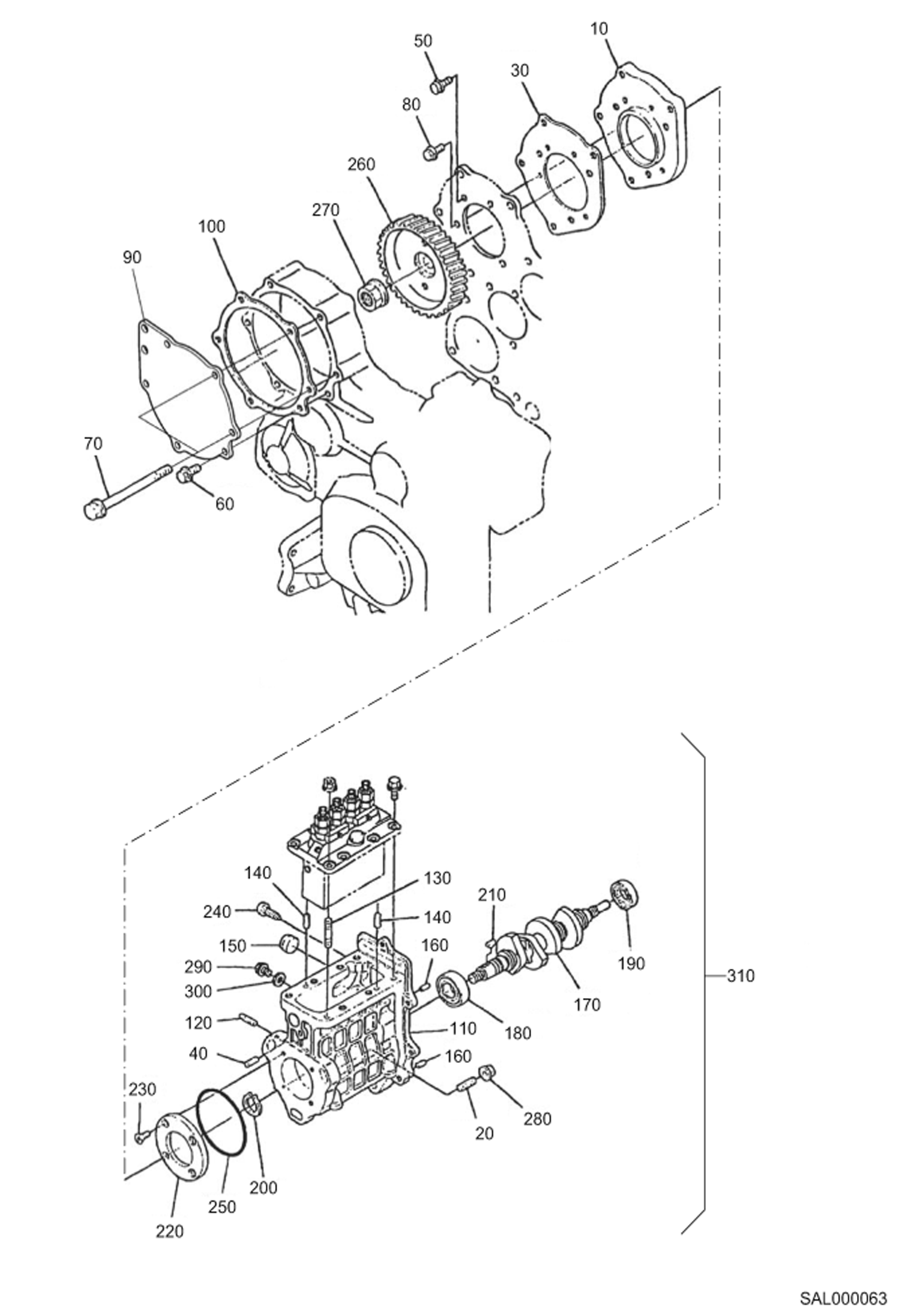 Схема запчастей Bobcat AL440 - PUMP HOUSING POWER UNIT