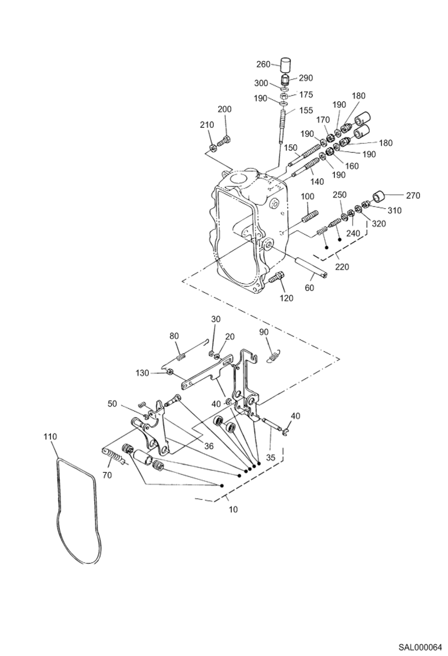 Схема запчастей Bobcat AL440 - FORK LEVER (GOVERNOR) POWER UNIT