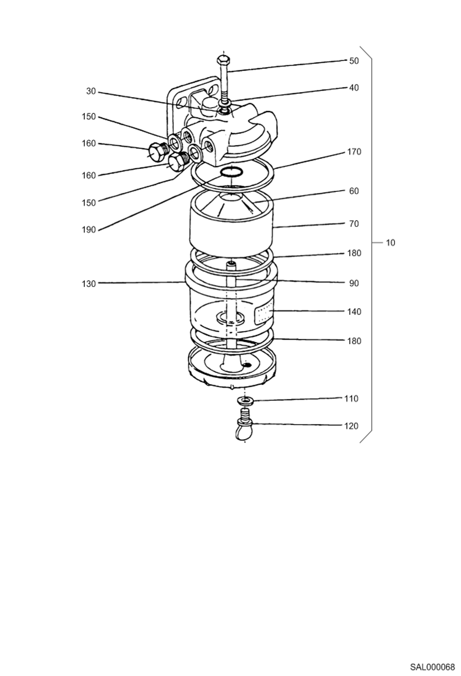 Схема запчастей Bobcat AL275 - PREFILTER (COMPONENT PARTS) POWER UNIT