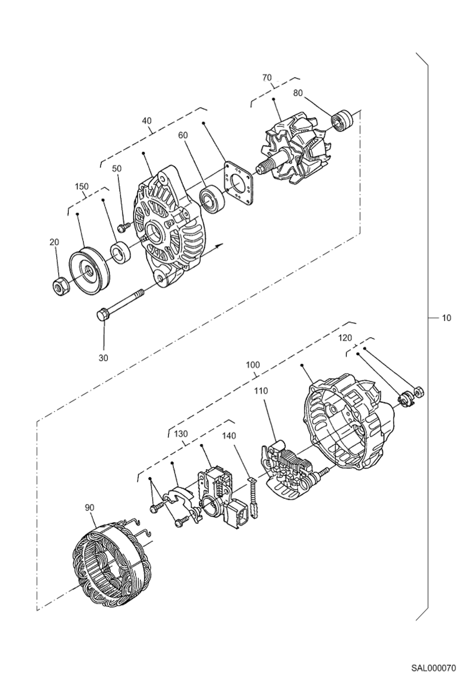 Схема запчастей Bobcat AL440 - ALTERNATOR (COMPONENT PARTS) POWER UNIT