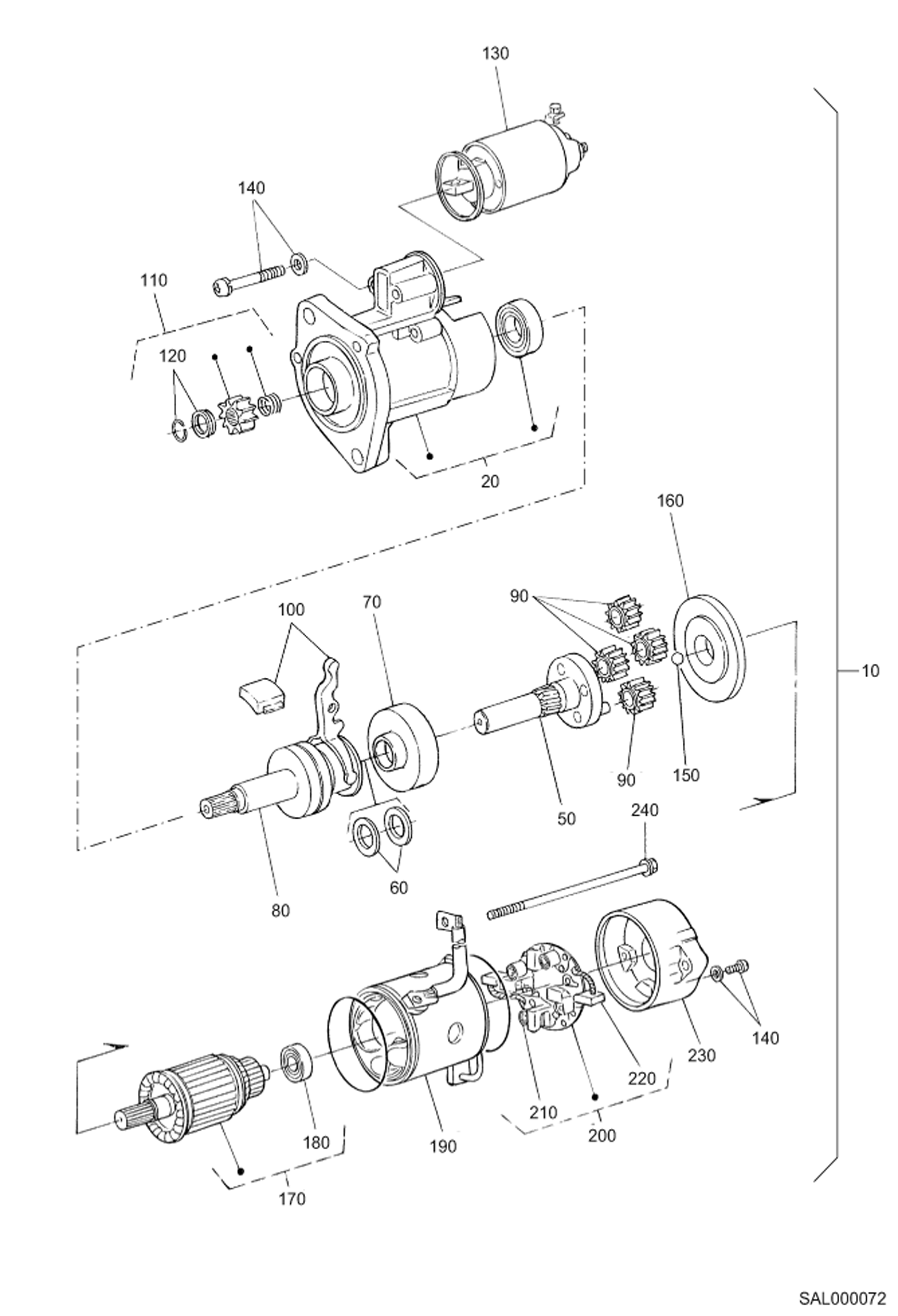 Схема запчастей Bobcat AL440 - STARTER (COMPONENT PARTS) POWER UNIT