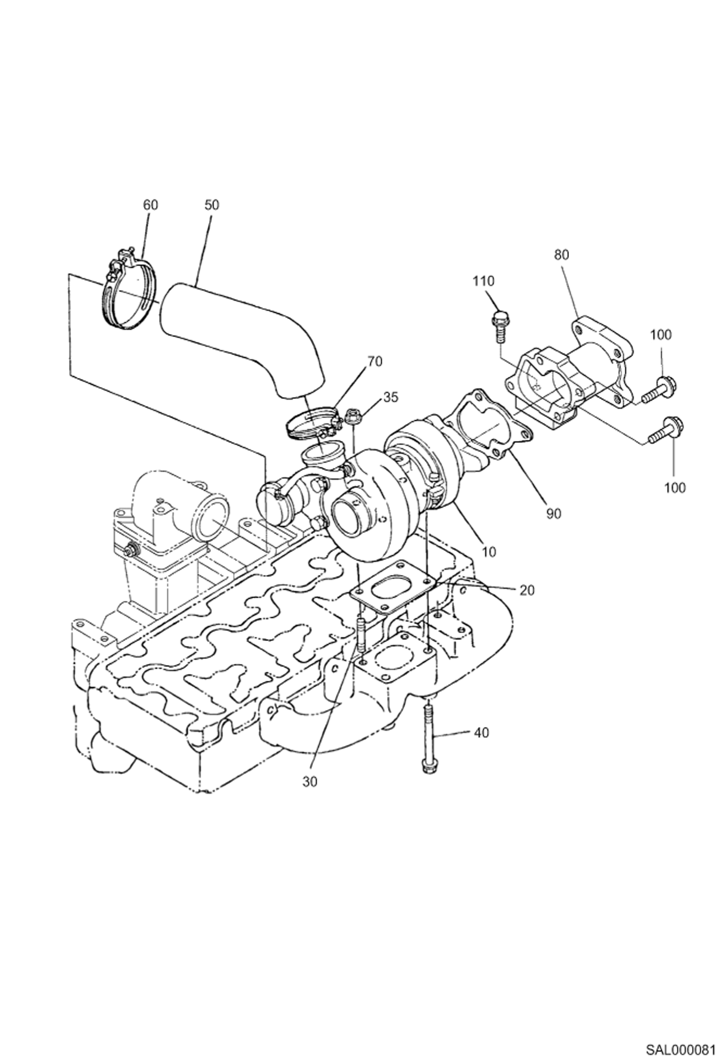 Схема запчастей Bobcat AL440 - TURBO CHARGER POWER UNIT