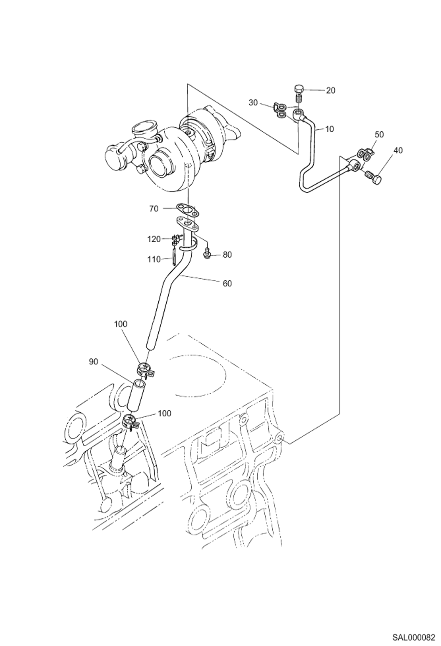 Схема запчастей Bobcat AL440 - OIL PIPE (TURBOCHARGER) POWER UNIT