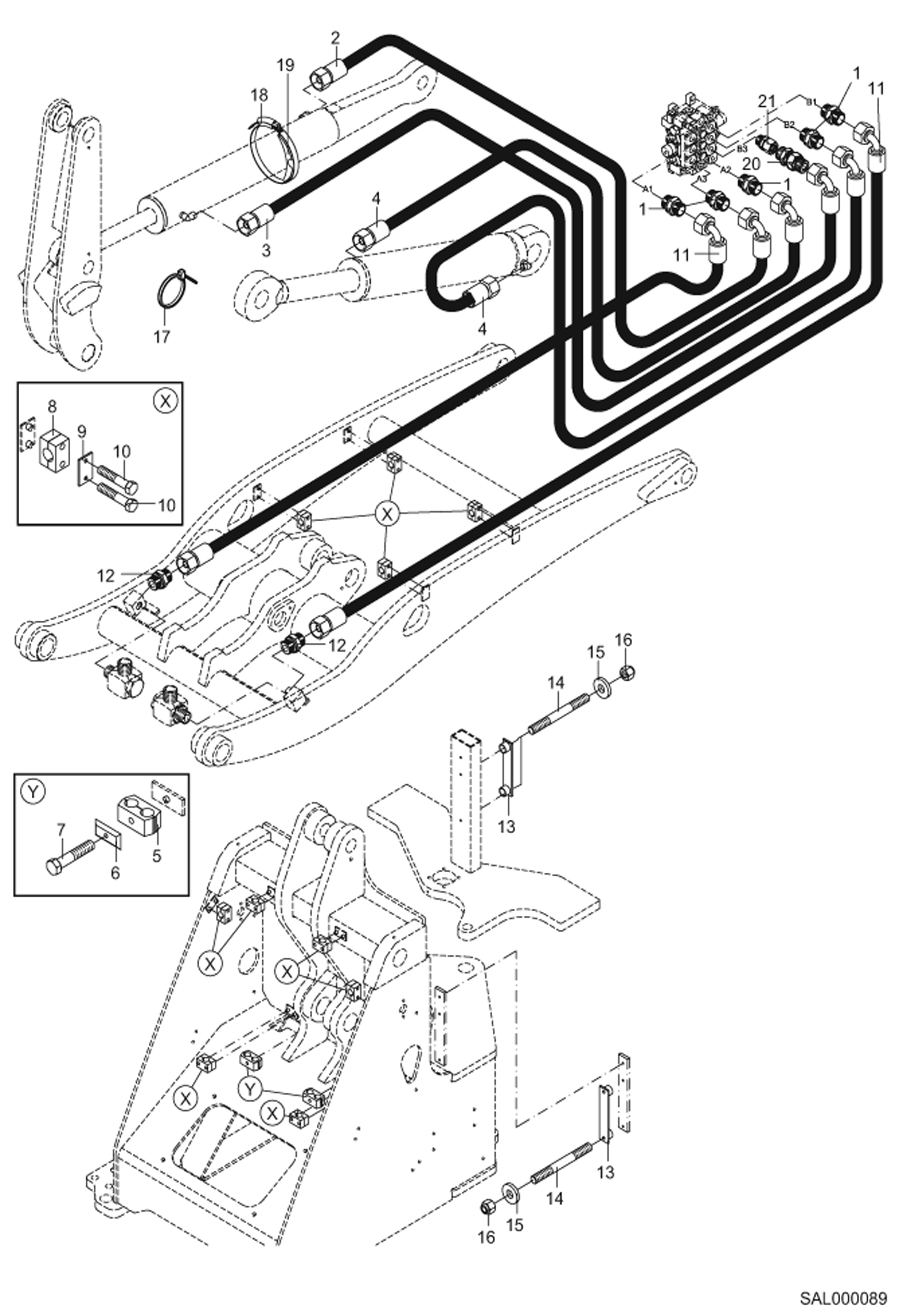 Схема запчастей Bobcat AL440 - LOADING EQUIPMENT 1 HYDRAULIC INSTALLATION