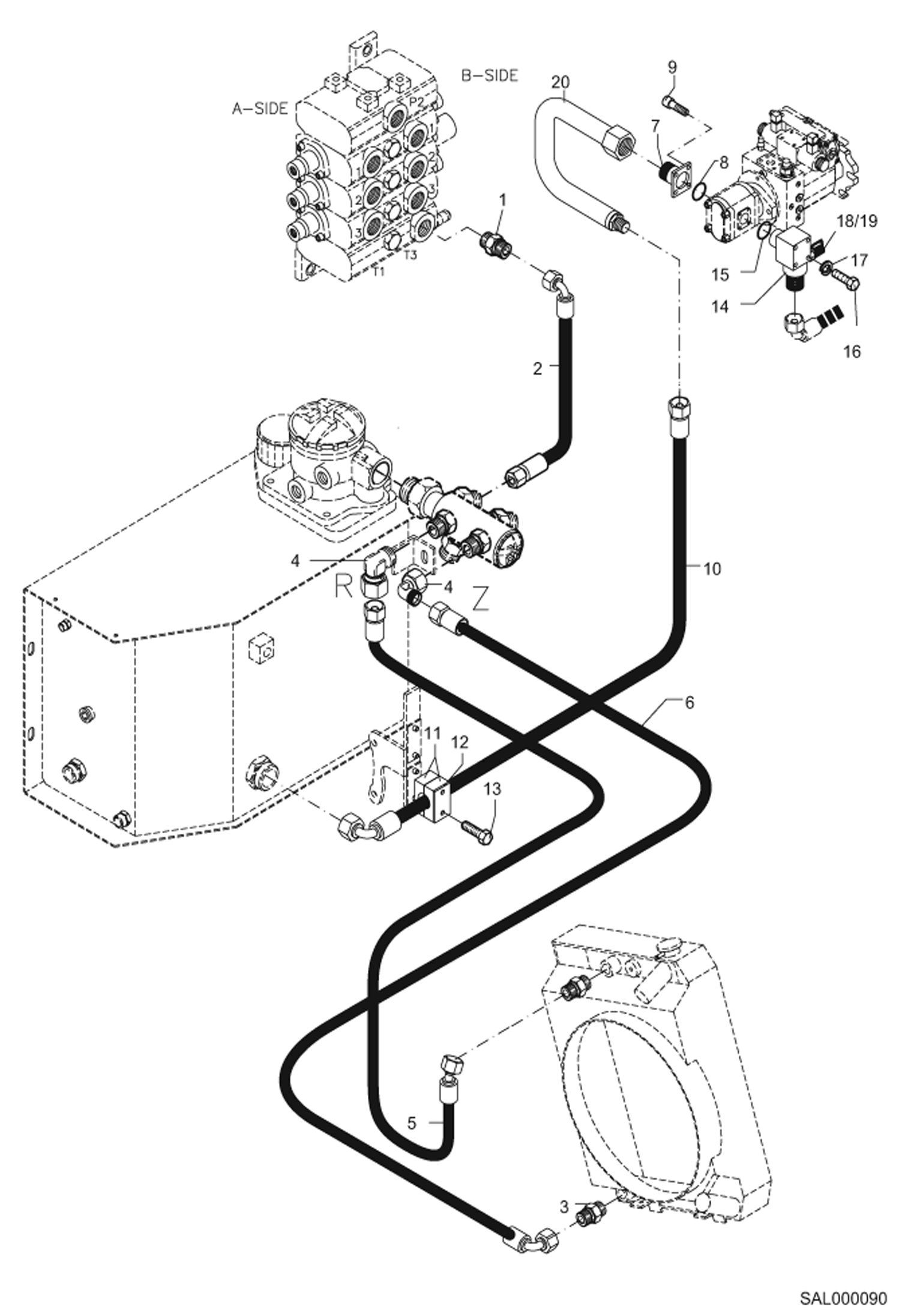 Схема запчастей Bobcat AL440 - LOADING EQUIPMENT 2 HYDRAULIC INSTALLATION