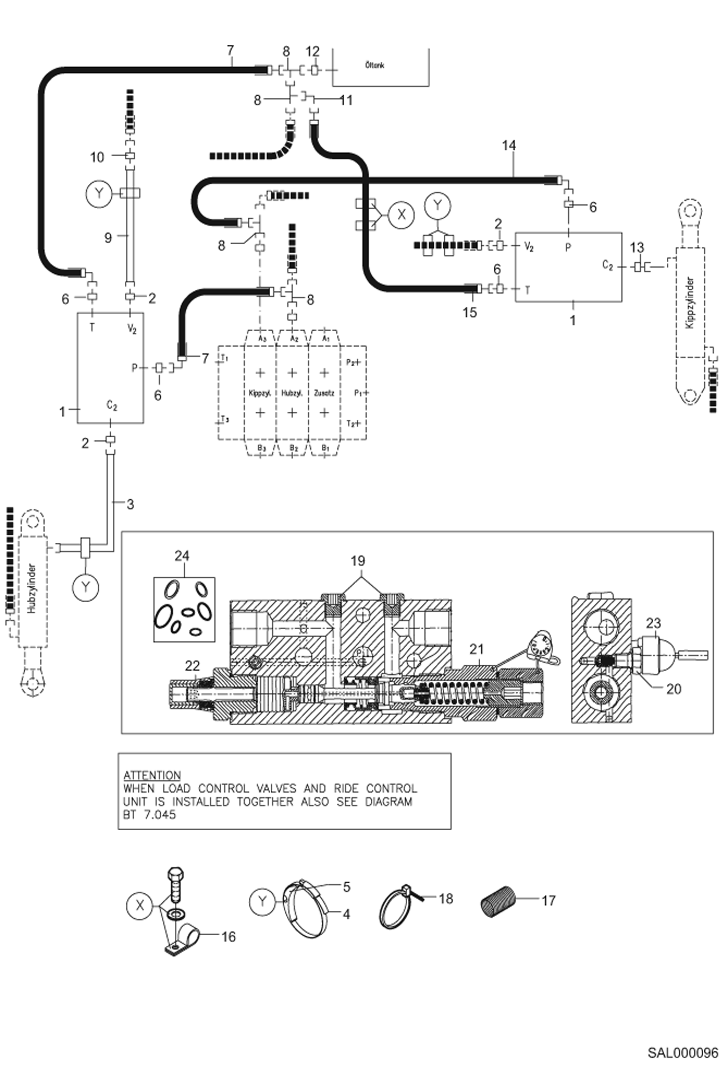 Схема запчастей Bobcat AL440 - LOAD CHECK VALVE HYDRAULIC INSTALLATION