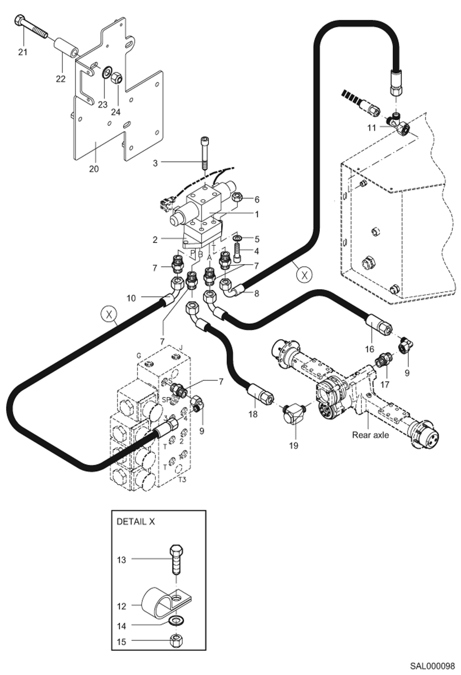 Схема запчастей Bobcat AL350 - 2-STAGE GEARBOX HYDRAULIC INSTALLATION