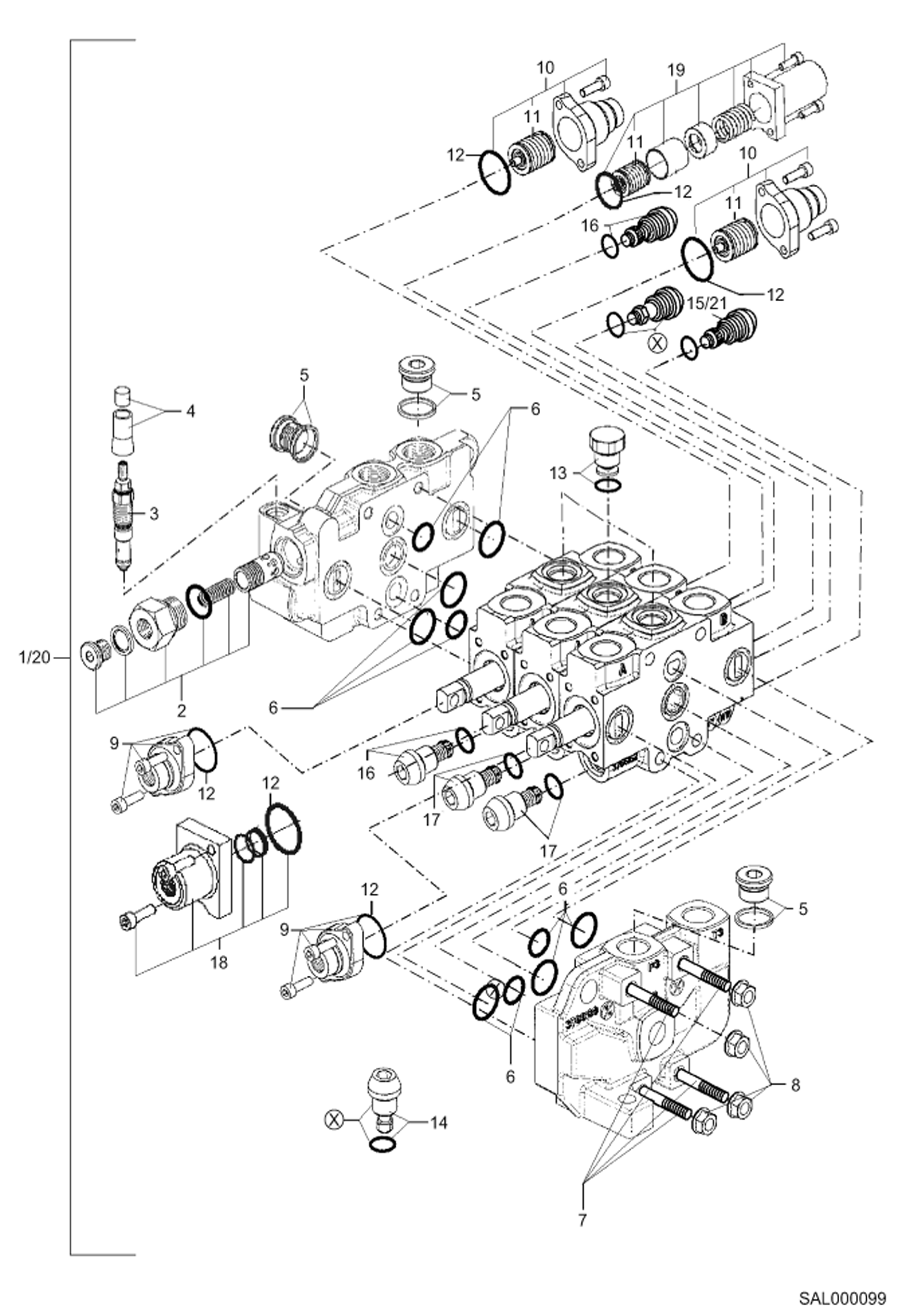 Схема запчастей Bobcat AL440 - VALVE BANK HYDRAULIC INSTALLATION