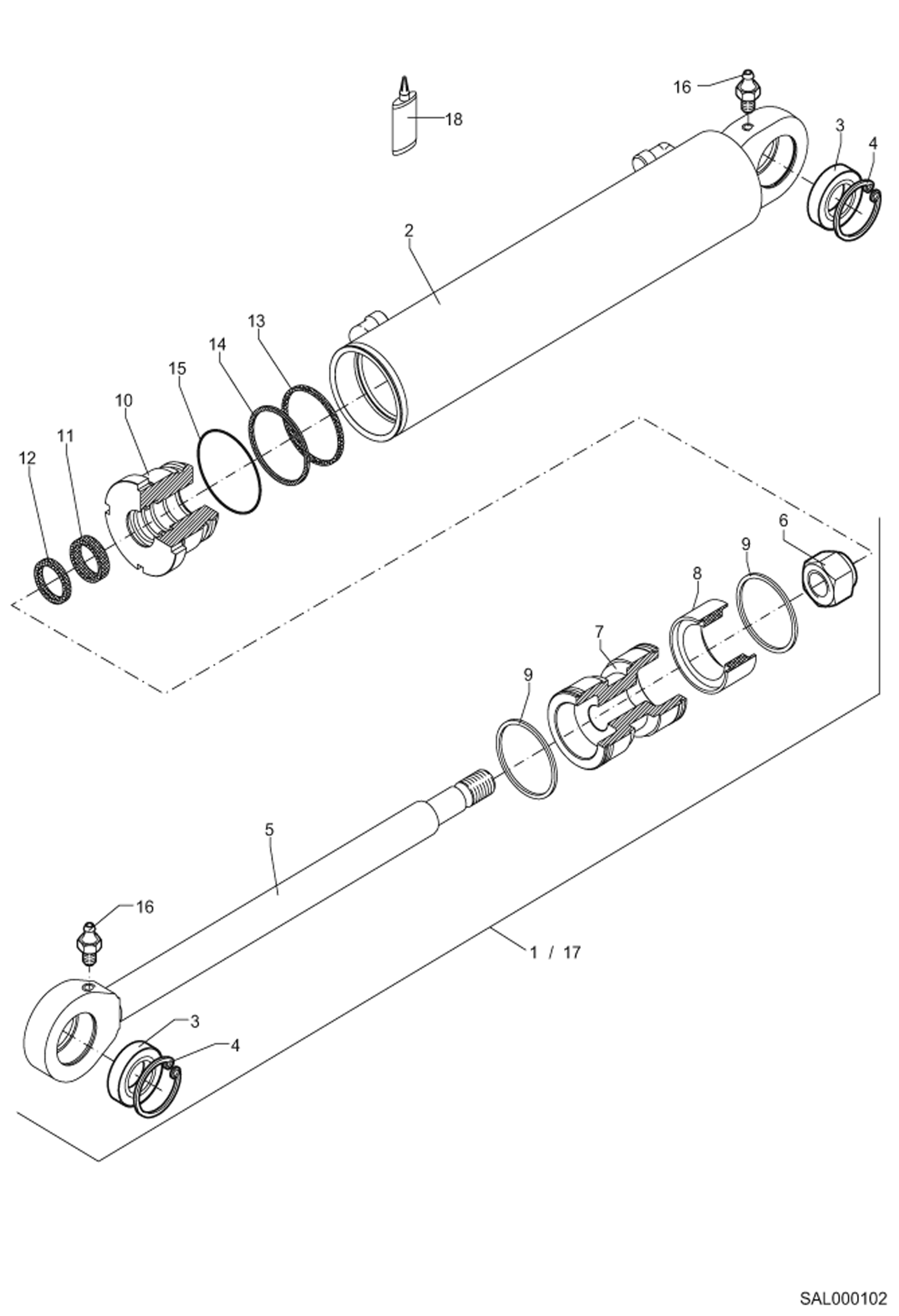 Схема запчастей Bobcat AL440 - STEERING CYLINDER HYDRAULIC INSTALLATION