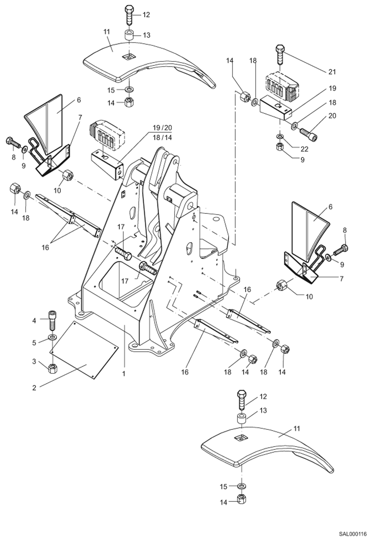 Схема запчастей Bobcat AL350 - FRONT CHASSIS MAIN FRAME