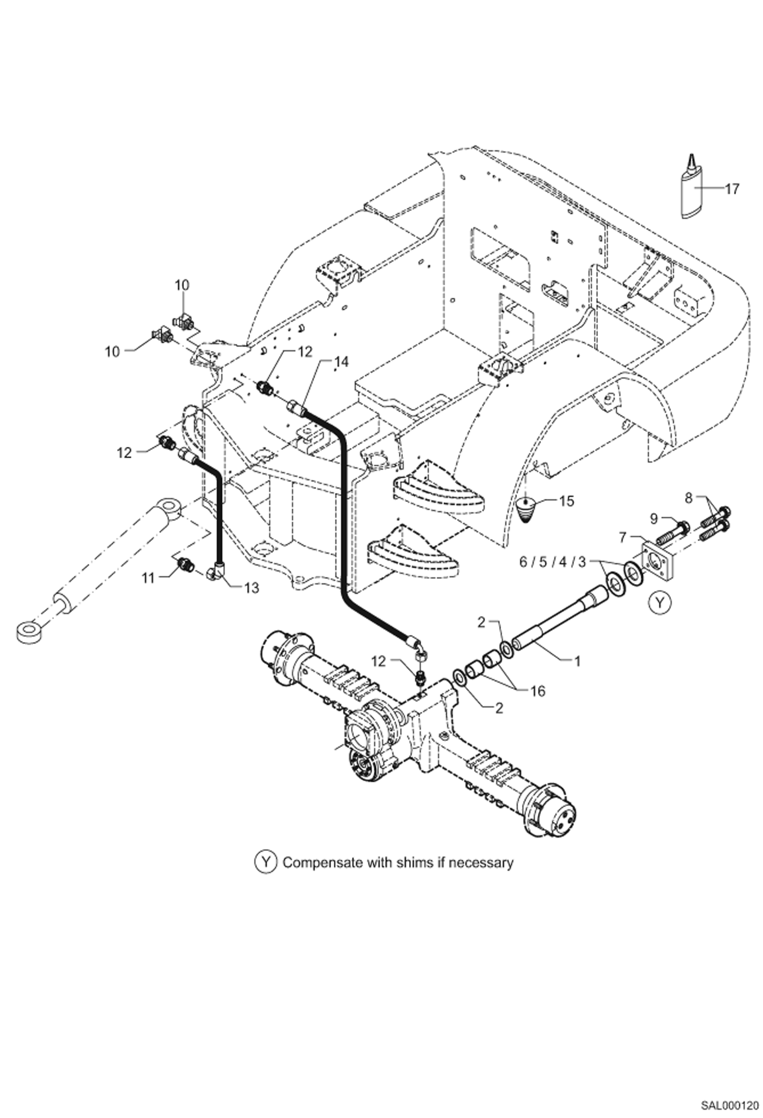 Схема запчастей Bobcat AL275 - CENTRALIZED LUBRICATION, OSCILLATING AXLE BEARING HYDRAULIC INSTALLATION