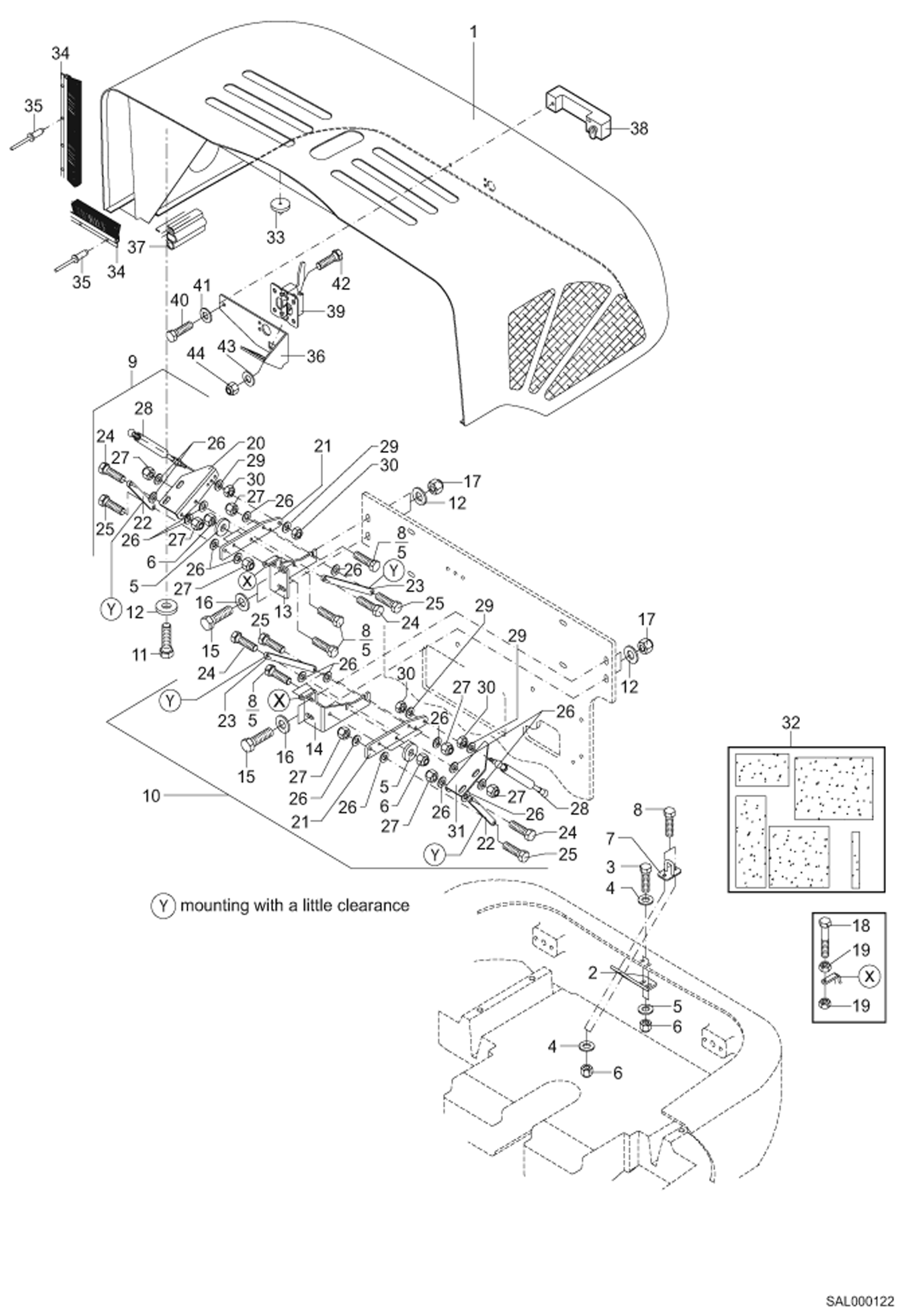 Схема запчастей Bobcat AL275 - ENGINE COVER MAIN FRAME