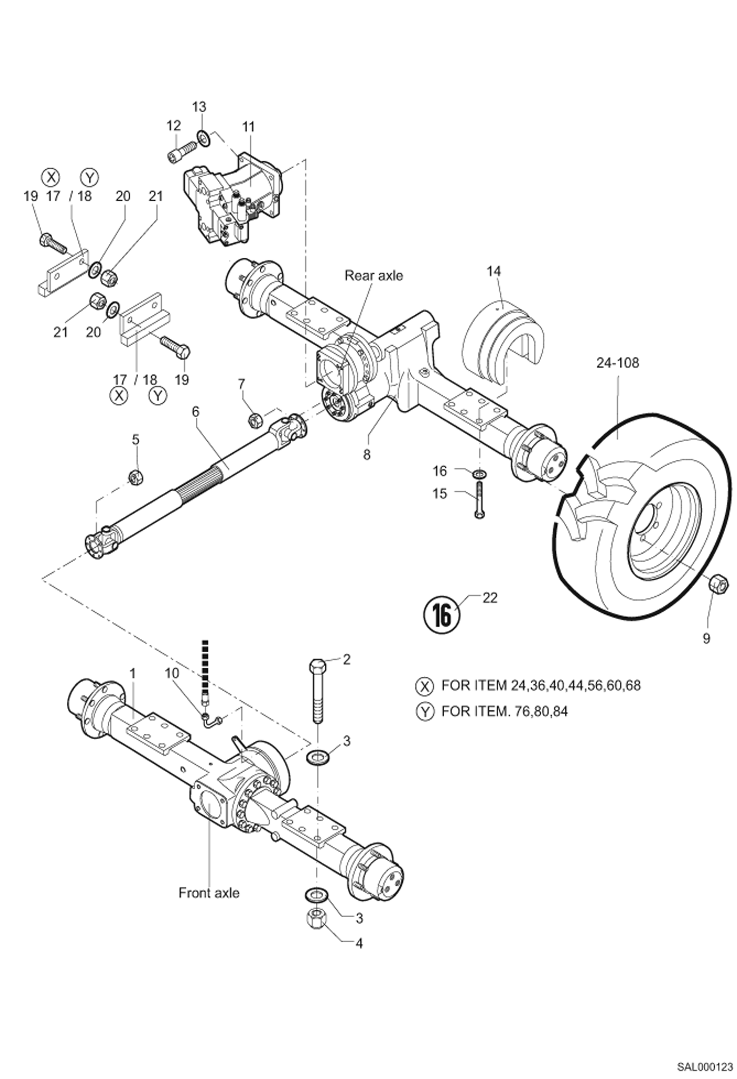 Схема запчастей Bobcat AL350 - AXLE, TIRES DRIVE SYSTEM