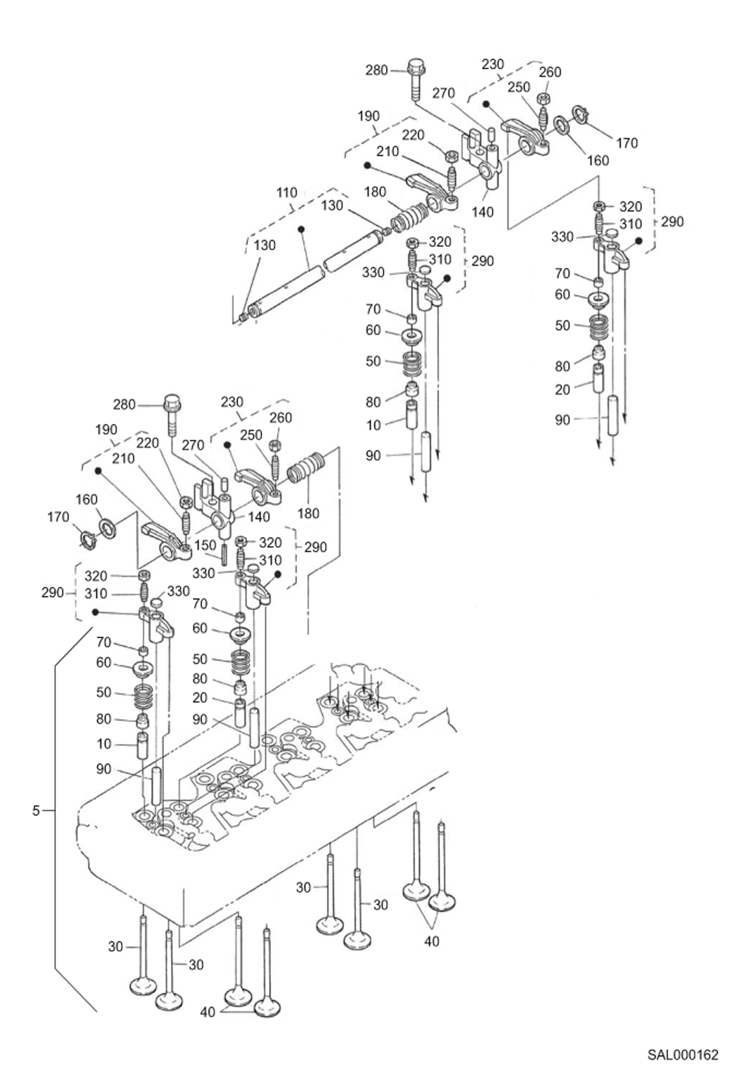 Схема запчастей Bobcat AL350 - VALVE AND ROCKER ARM POWER UNIT