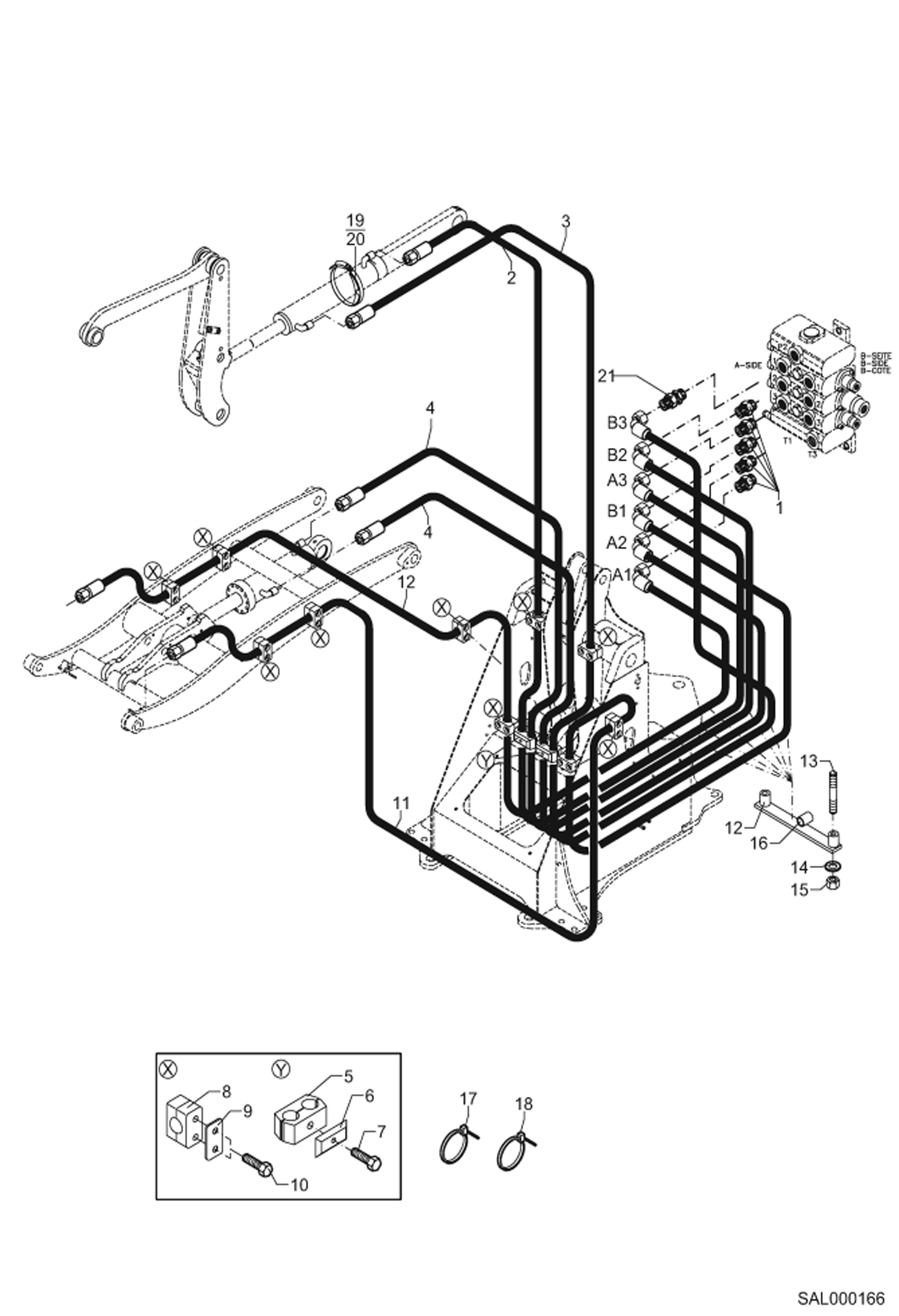 Схема запчастей Bobcat AL350 - LOADING EQUIPMENT 1 HYDRAULIC INSTALLATION