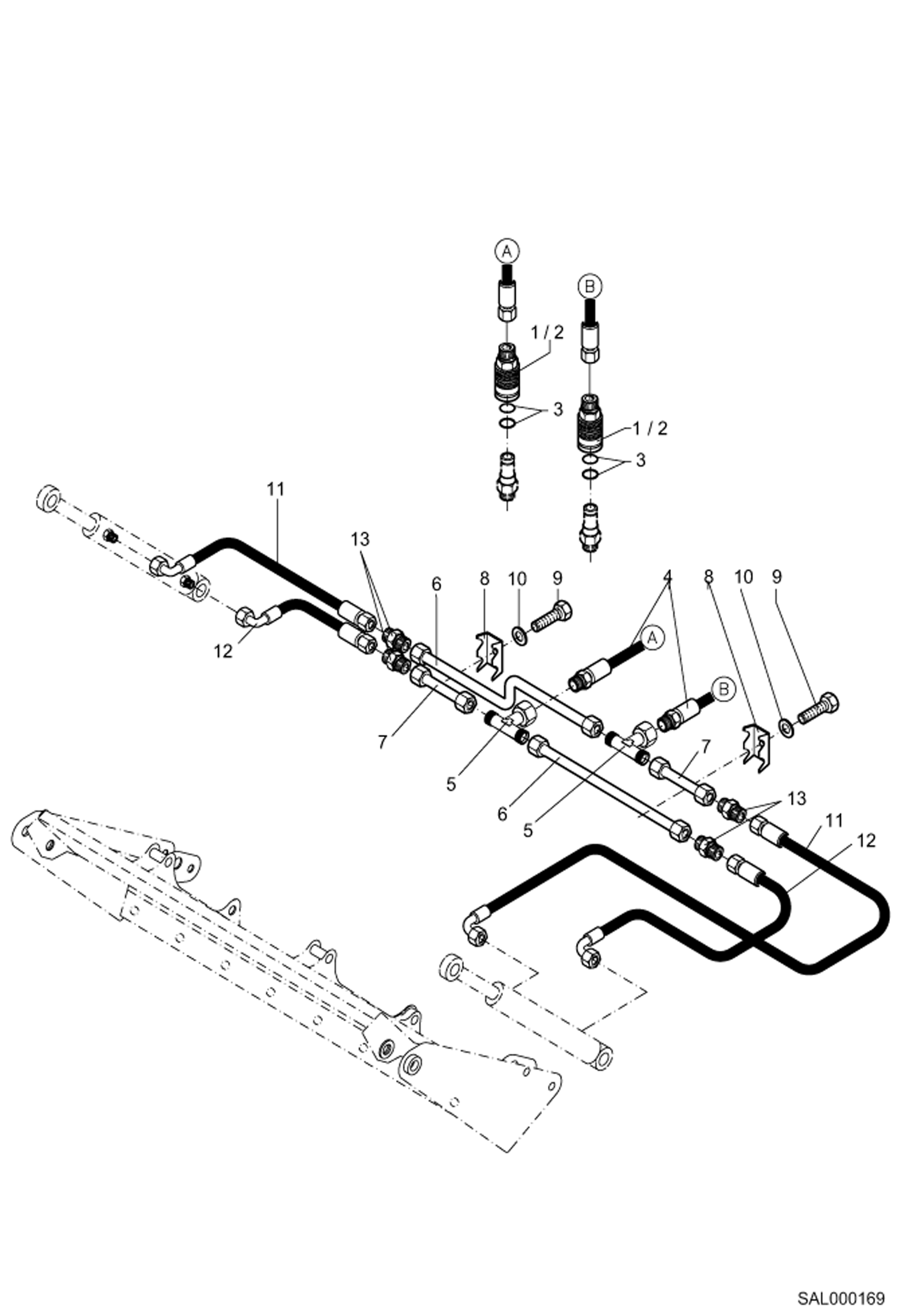 Схема запчастей Bobcat AL350 - 4 IN 1 SHOVEL HYDRAULIC INSTALLATION Навесное оборудование