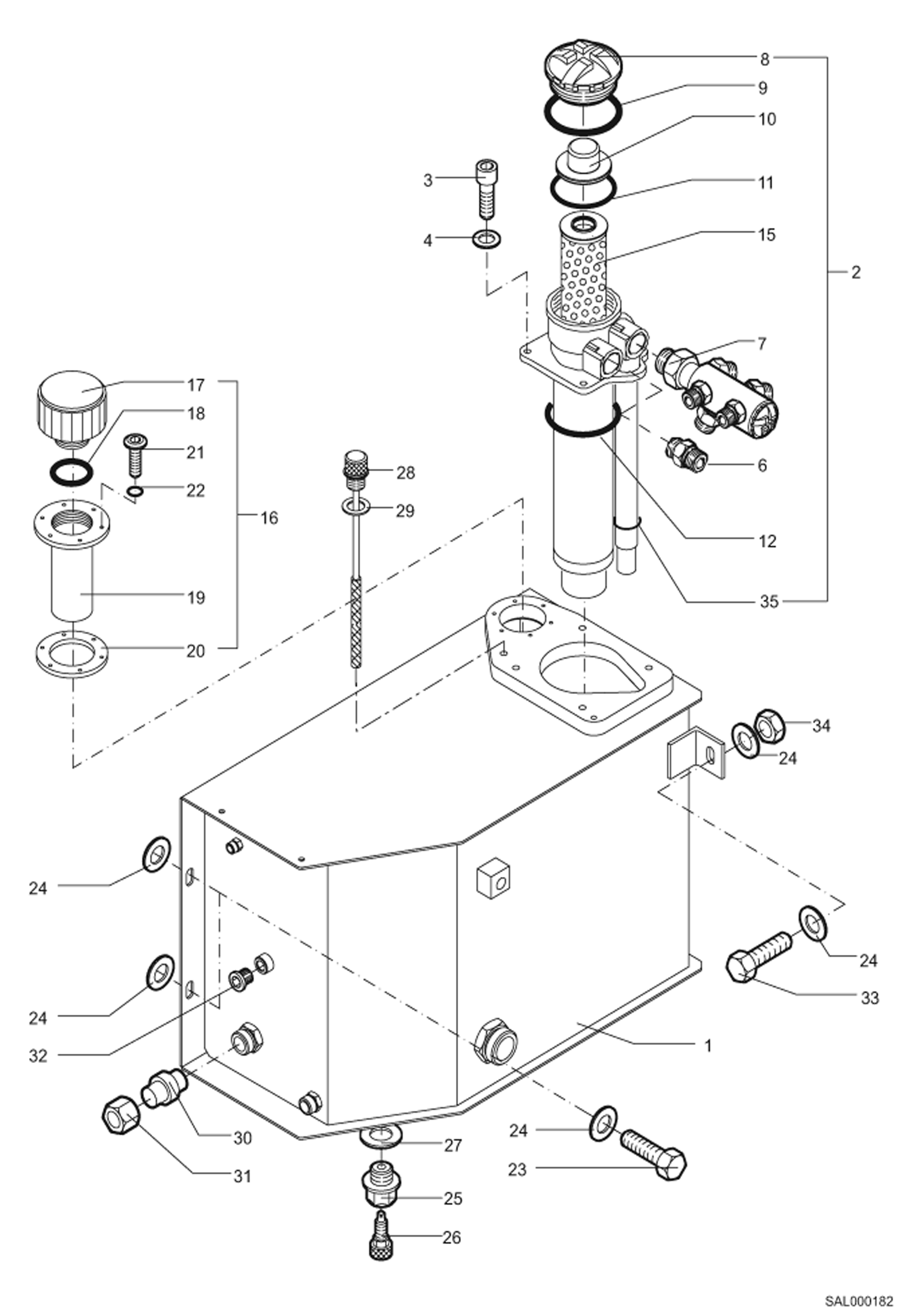 Схема запчастей Bobcat AL275 - HYDRAULIC OIL TANK HYDRAULIC INSTALLATION