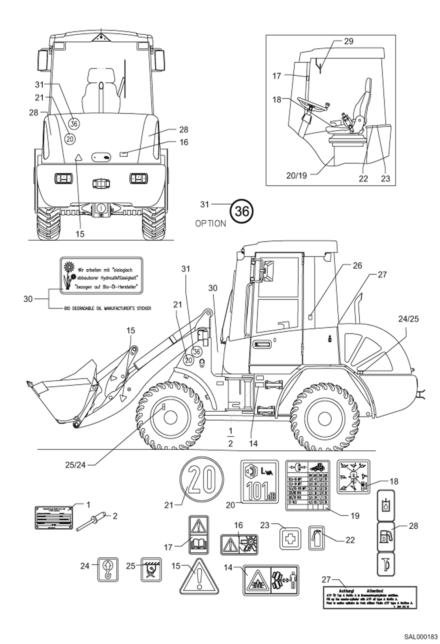 Схема запчастей Bobcat AL275 - DECALS MAIN FRAME