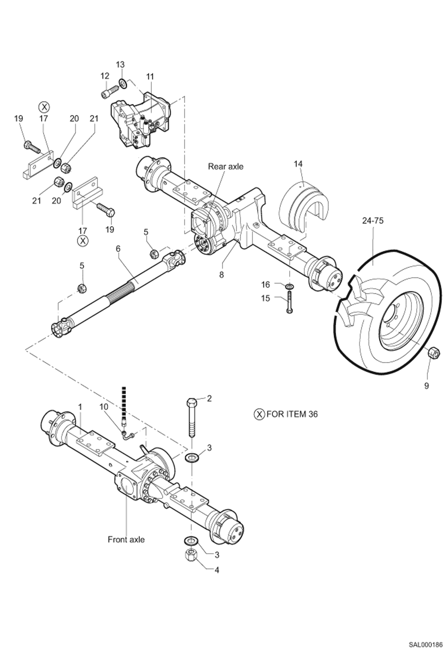 Схема запчастей Bobcat AL275 - AXLE, TIRES 36km/h fasty travel version DRIVE SYSTEM