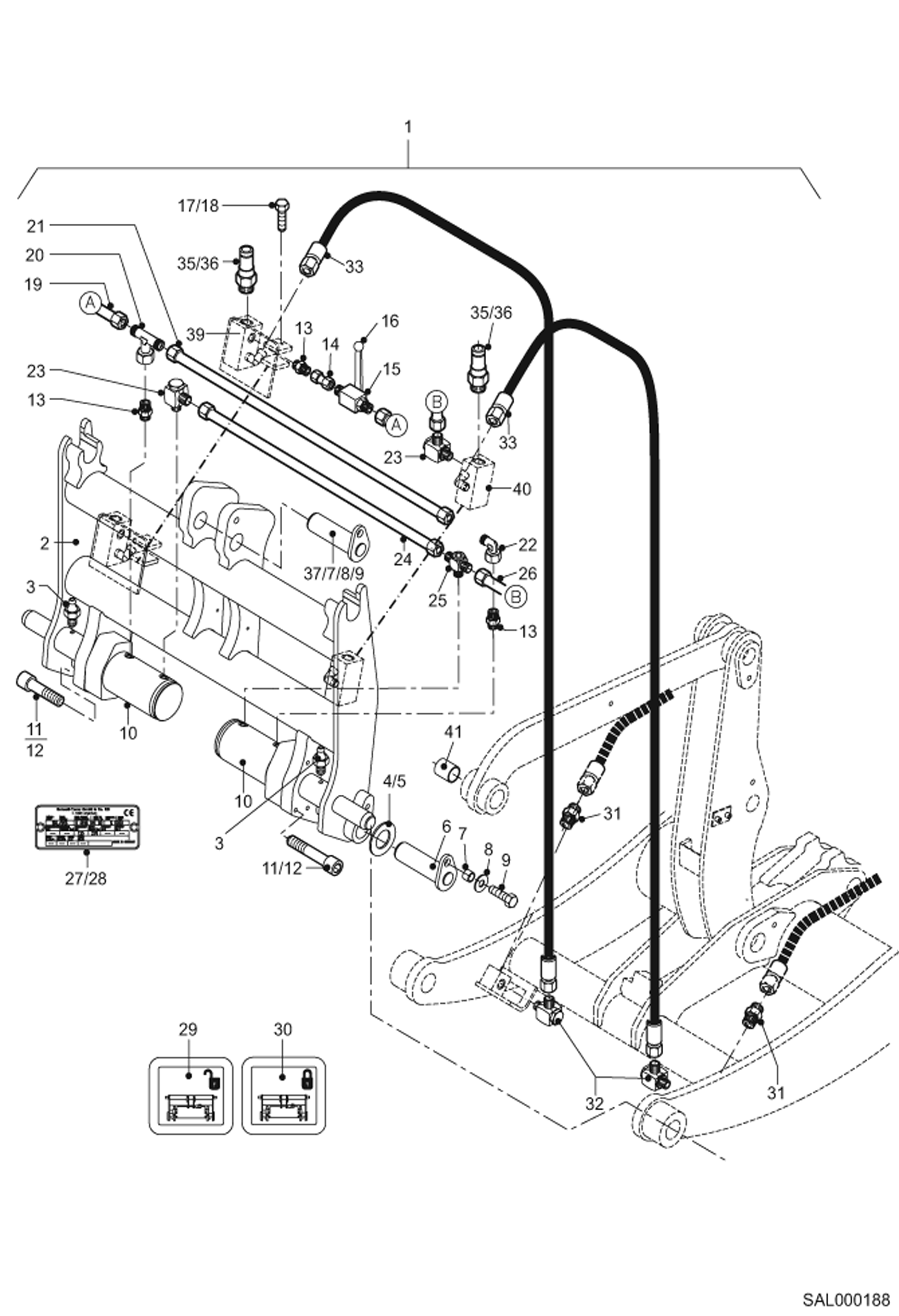 Схема запчастей Bobcat AL275 - HYDRAULIC QUICK MOUNT HITCH HYDRAULIC INSTALLATION