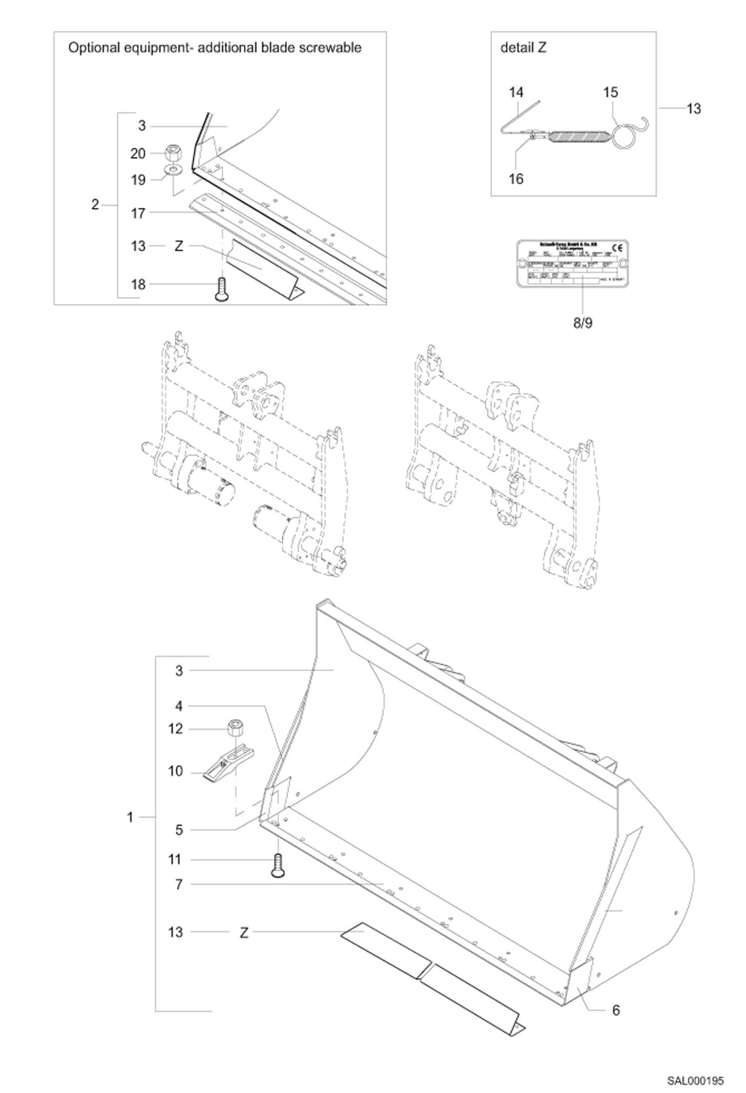 Схема запчастей Bobcat AL275 - EARTH SHOVEL Навесное оборудование