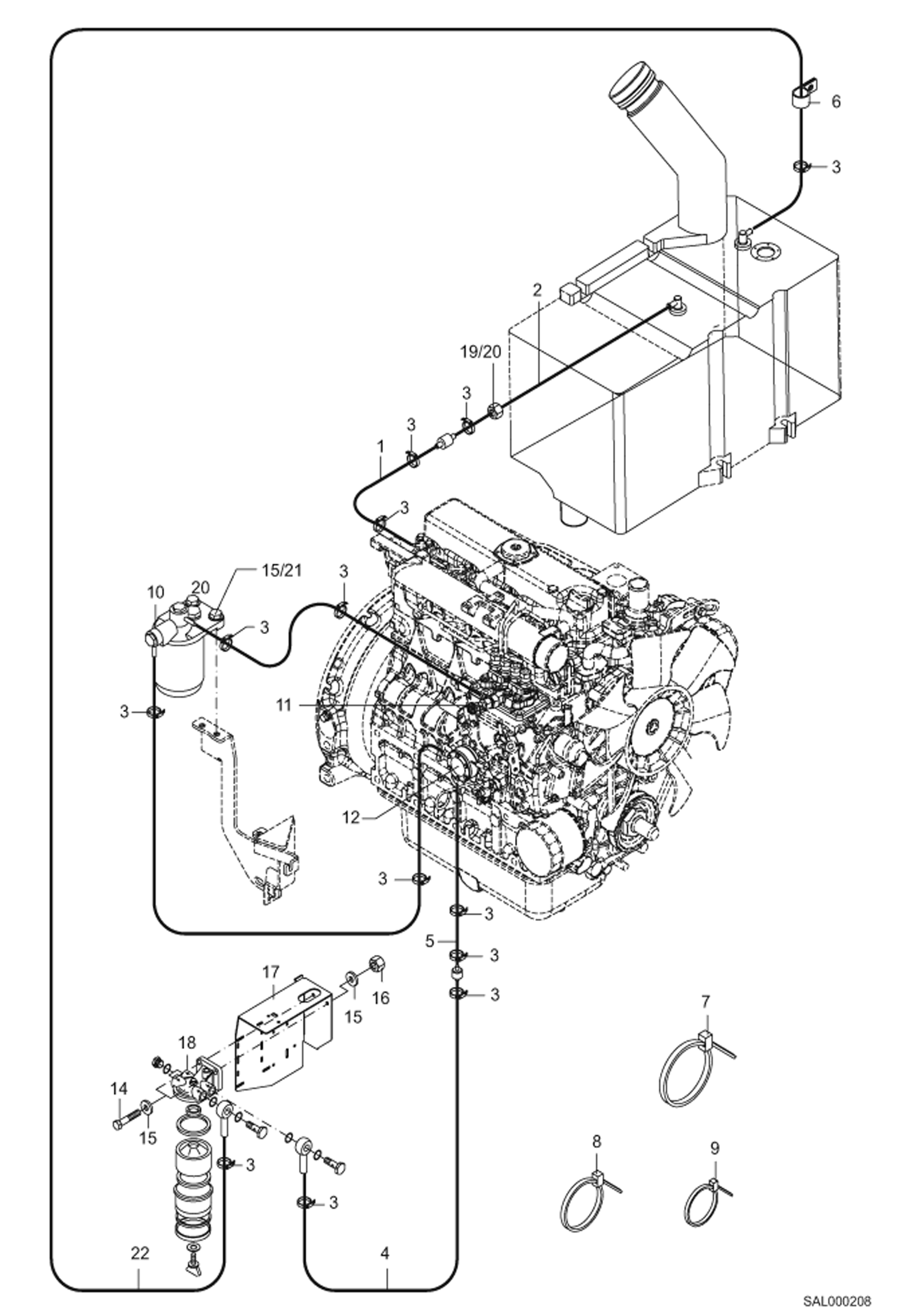 Схема запчастей Bobcat AL275 - FUEL SUPPLY POWER UNIT