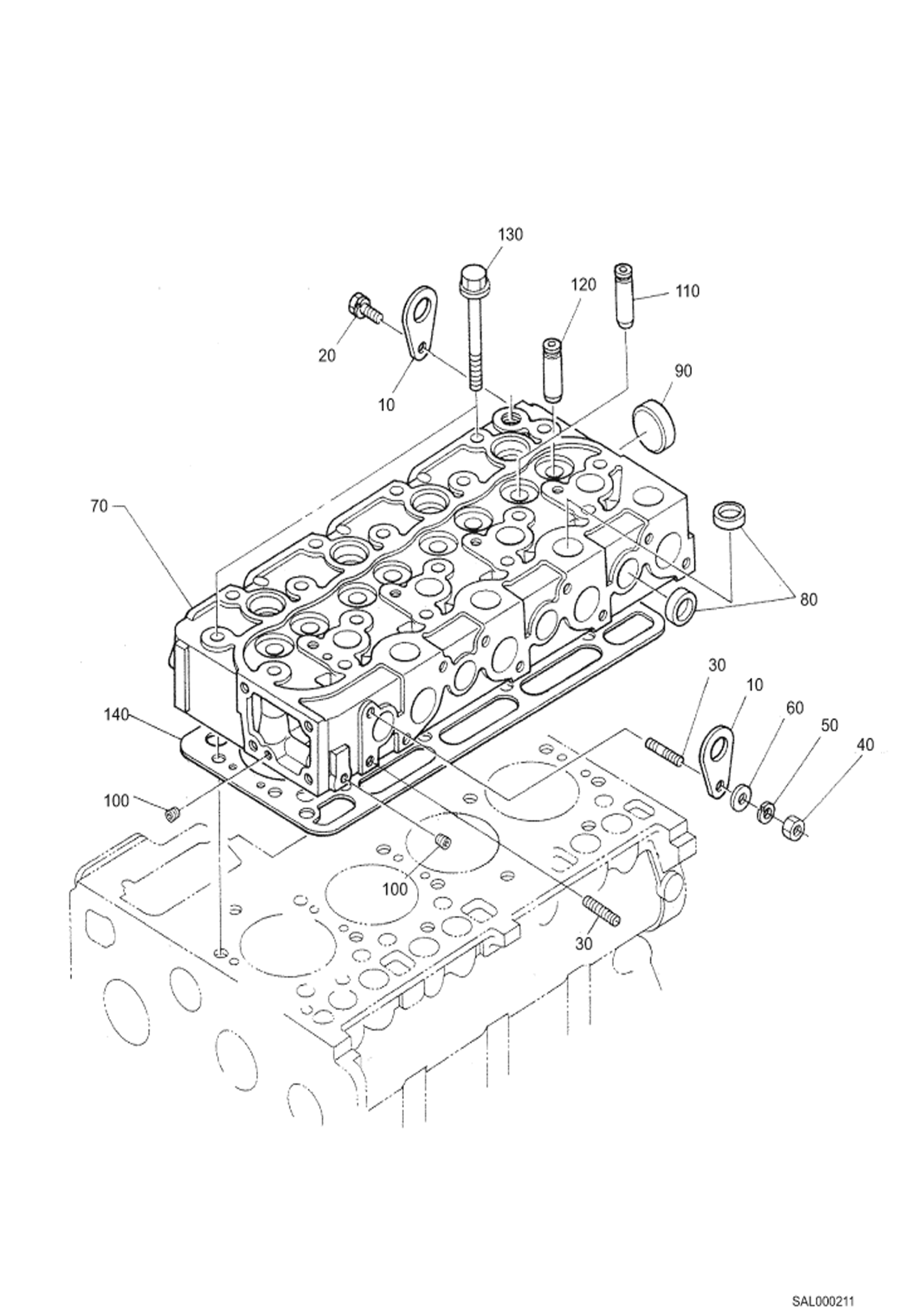 Схема запчастей Bobcat AL275 - CYLINDER HEAD POWER UNIT