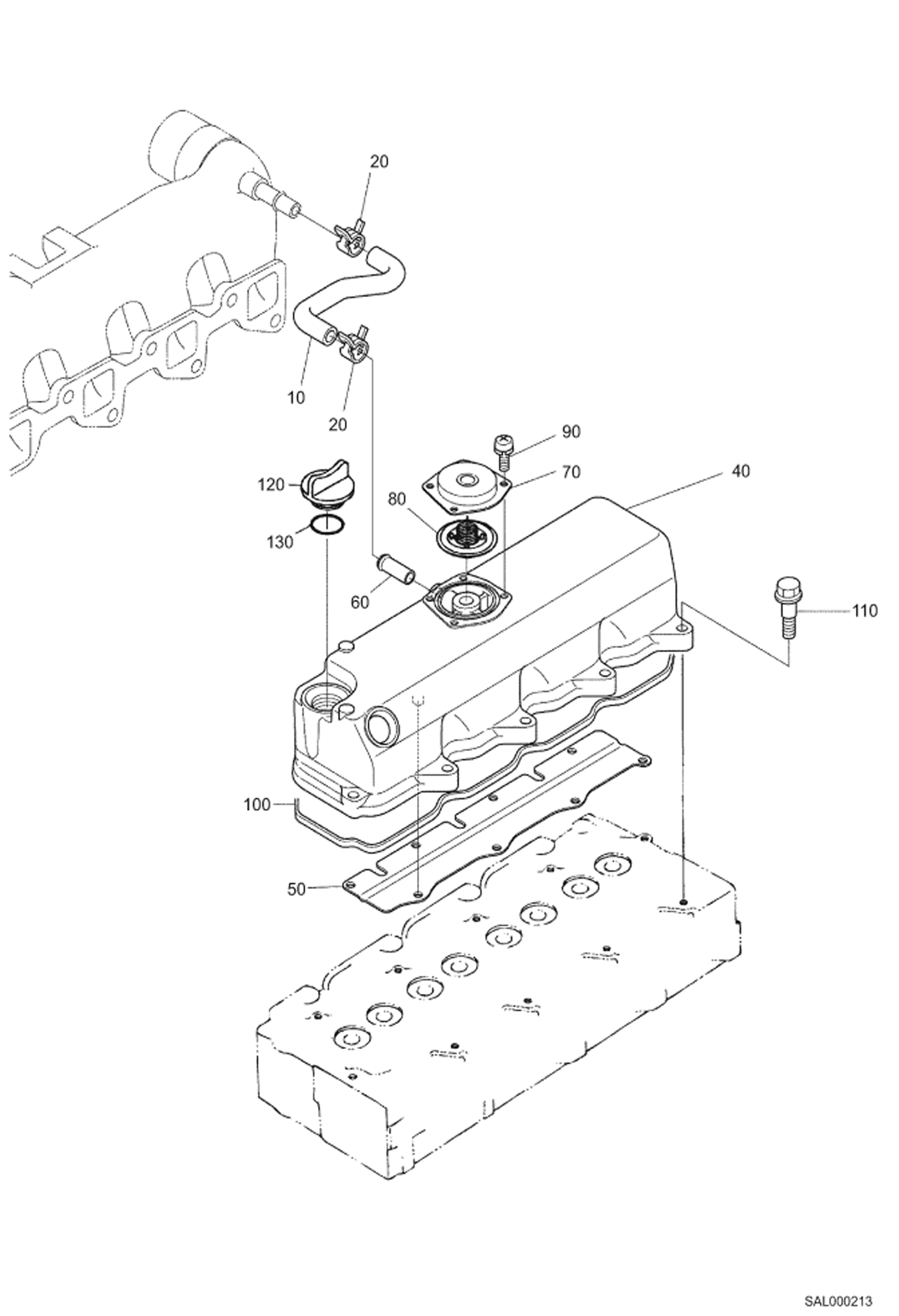 Схема запчастей Bobcat AL275 - HEAD COVER POWER UNIT