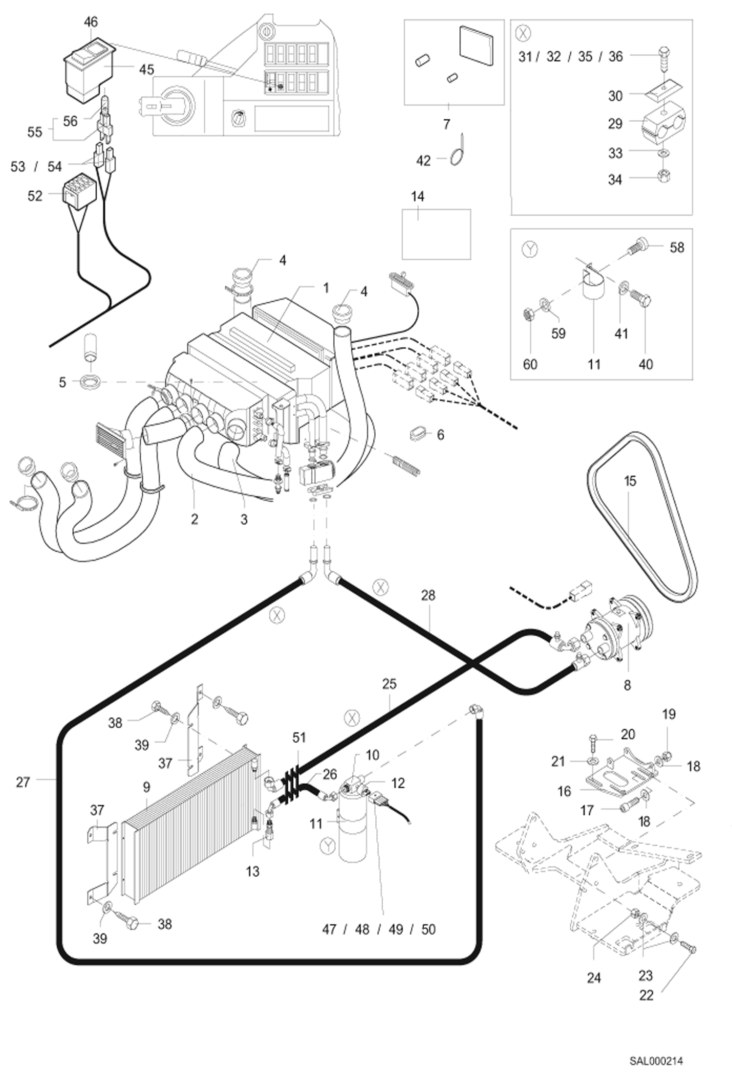 Схема запчастей Bobcat AL350 - AIR CONDITIONER MAIN FRAME