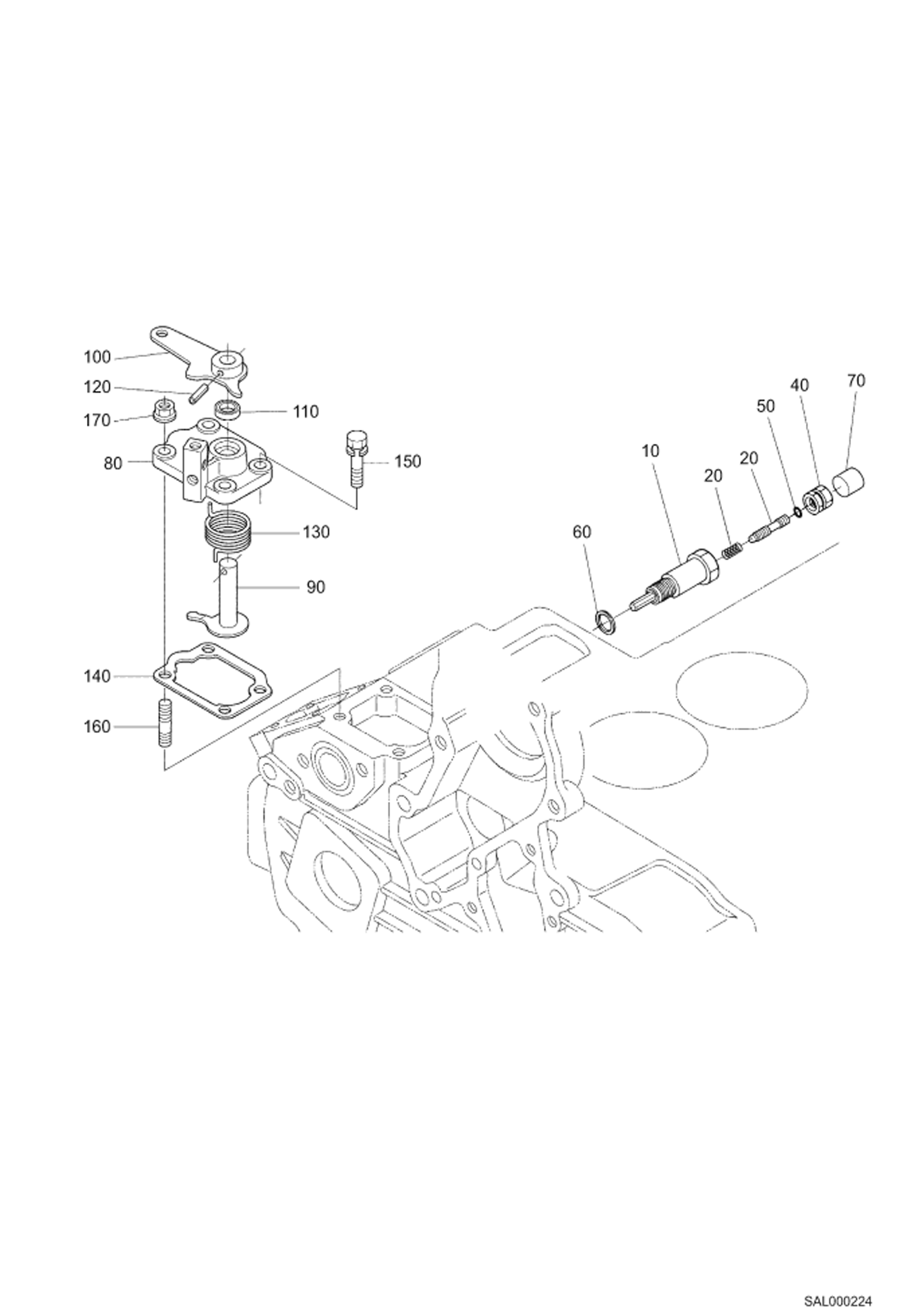 Схема запчастей Bobcat AL275 - ENGINE STOP LEVER POWER UNIT