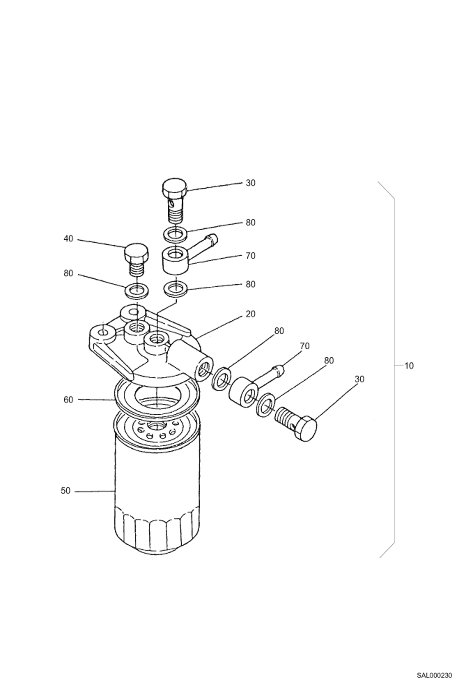 Схема запчастей Bobcat AL275 - FUEL FILTER POWER UNIT