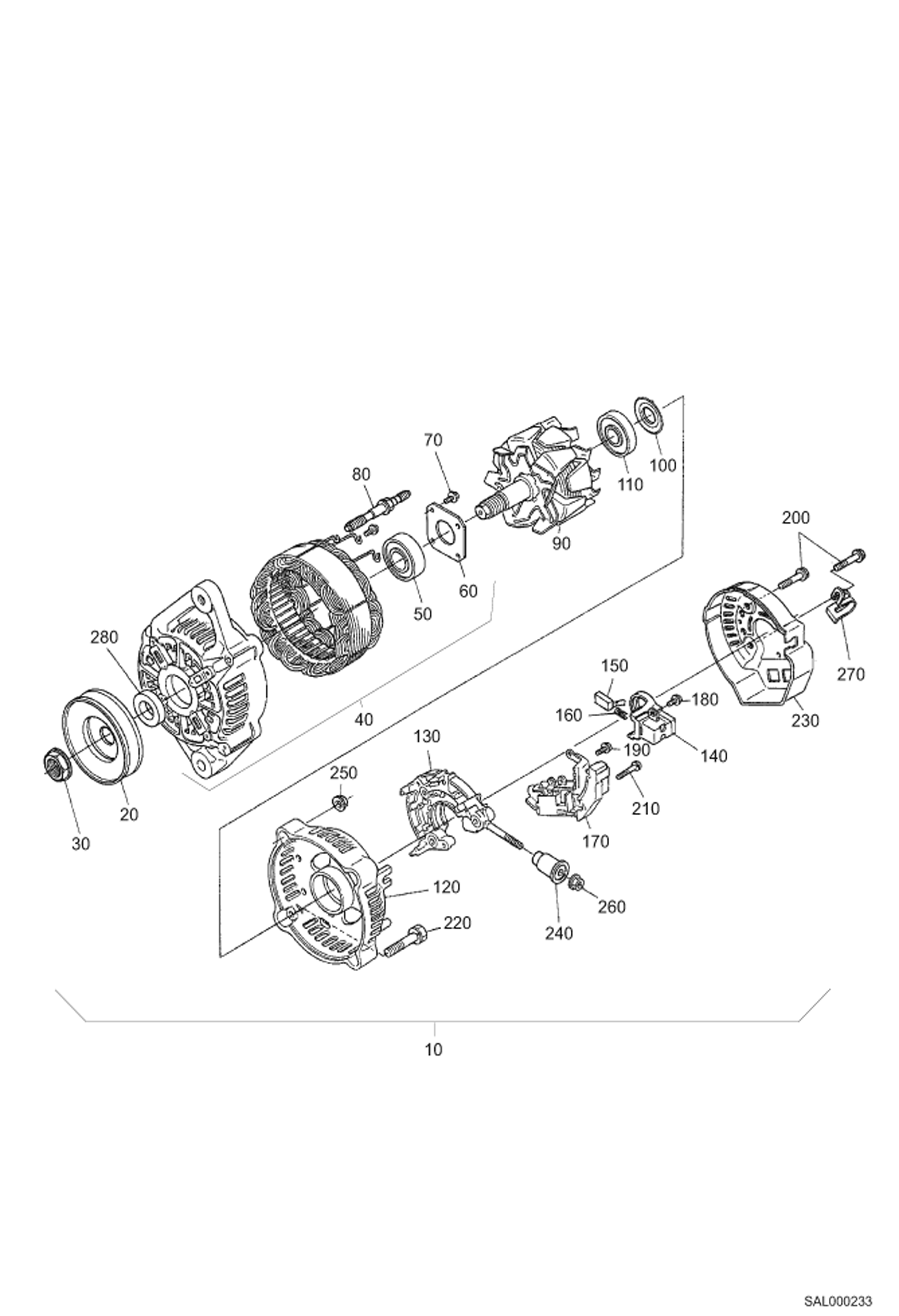 Схема запчастей Bobcat AL275 - ALTERNATOR (COMPONENT PARTS) POWER UNIT