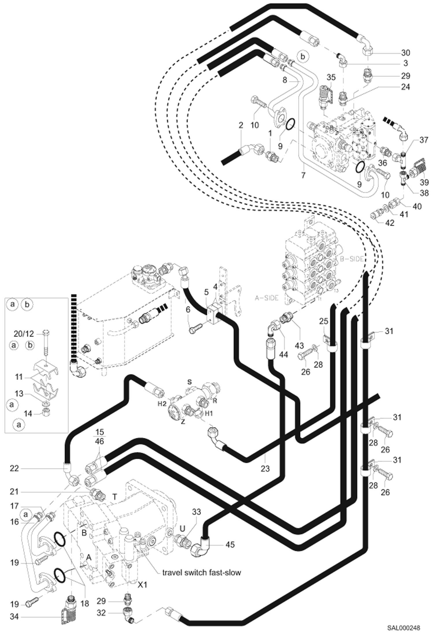 Схема запчастей Bobcat AL275 - DRIVE HYDRAULIC INSTALLATION