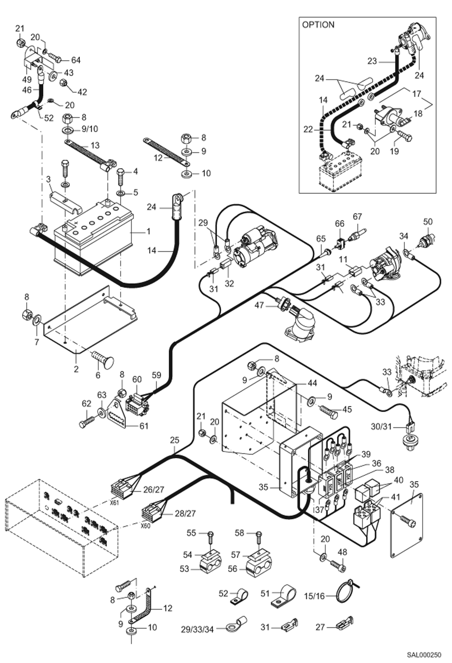 Схема запчастей Bobcat AL275 - ENGINE ELECTRICITY AND BATTERY ELECTRIC INSTALLATION