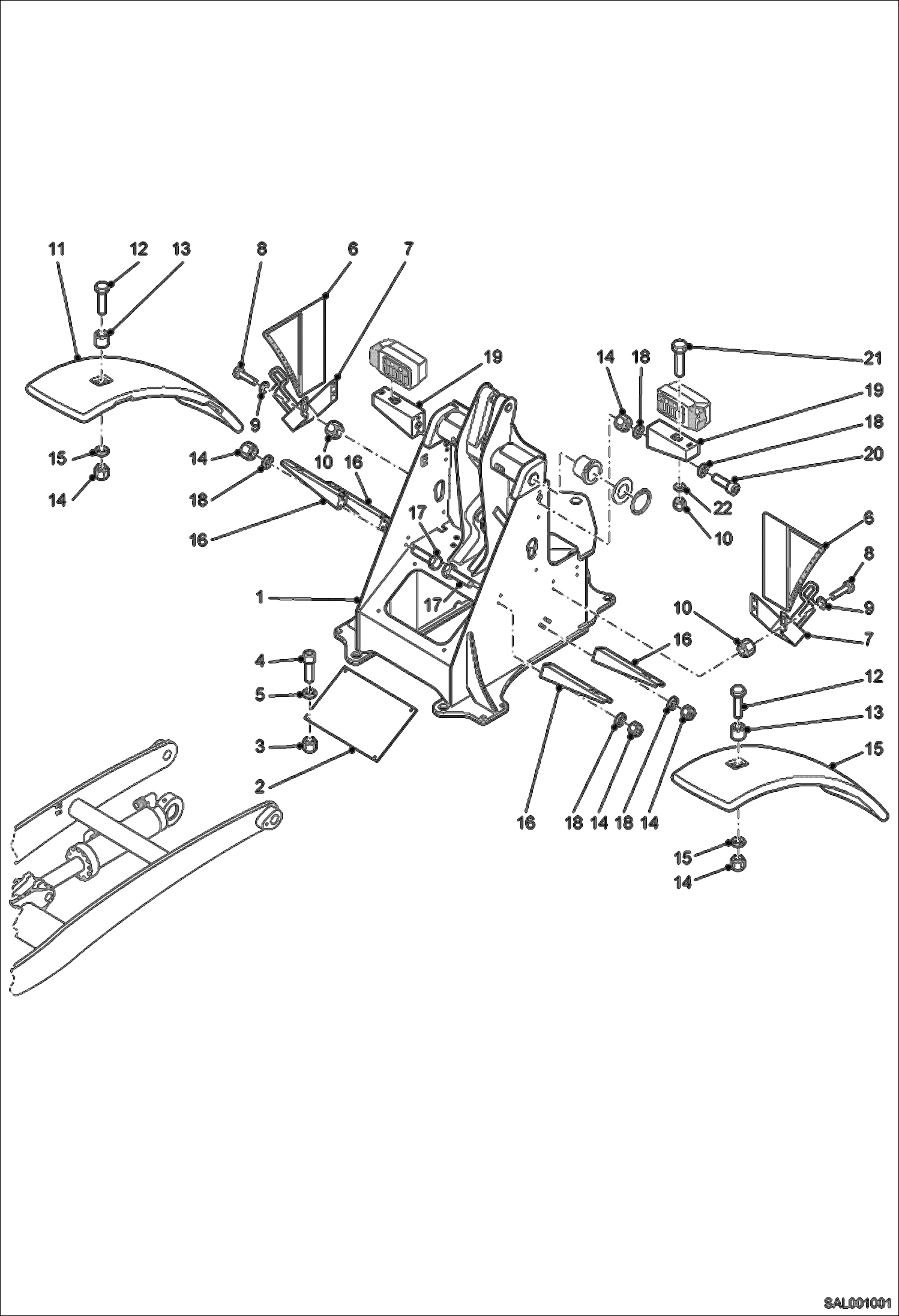 Схема запчастей Bobcat AL275 - FRONT CHASSIS MAIN FRAME