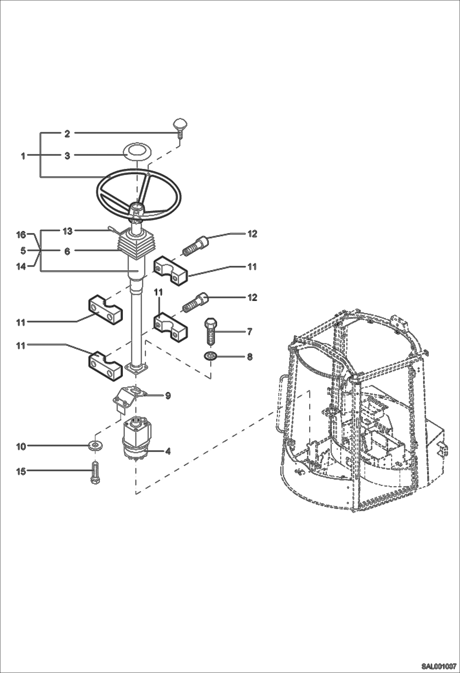 Схема запчастей Bobcat AL275 - STEERING UNIT MAIN FRAME