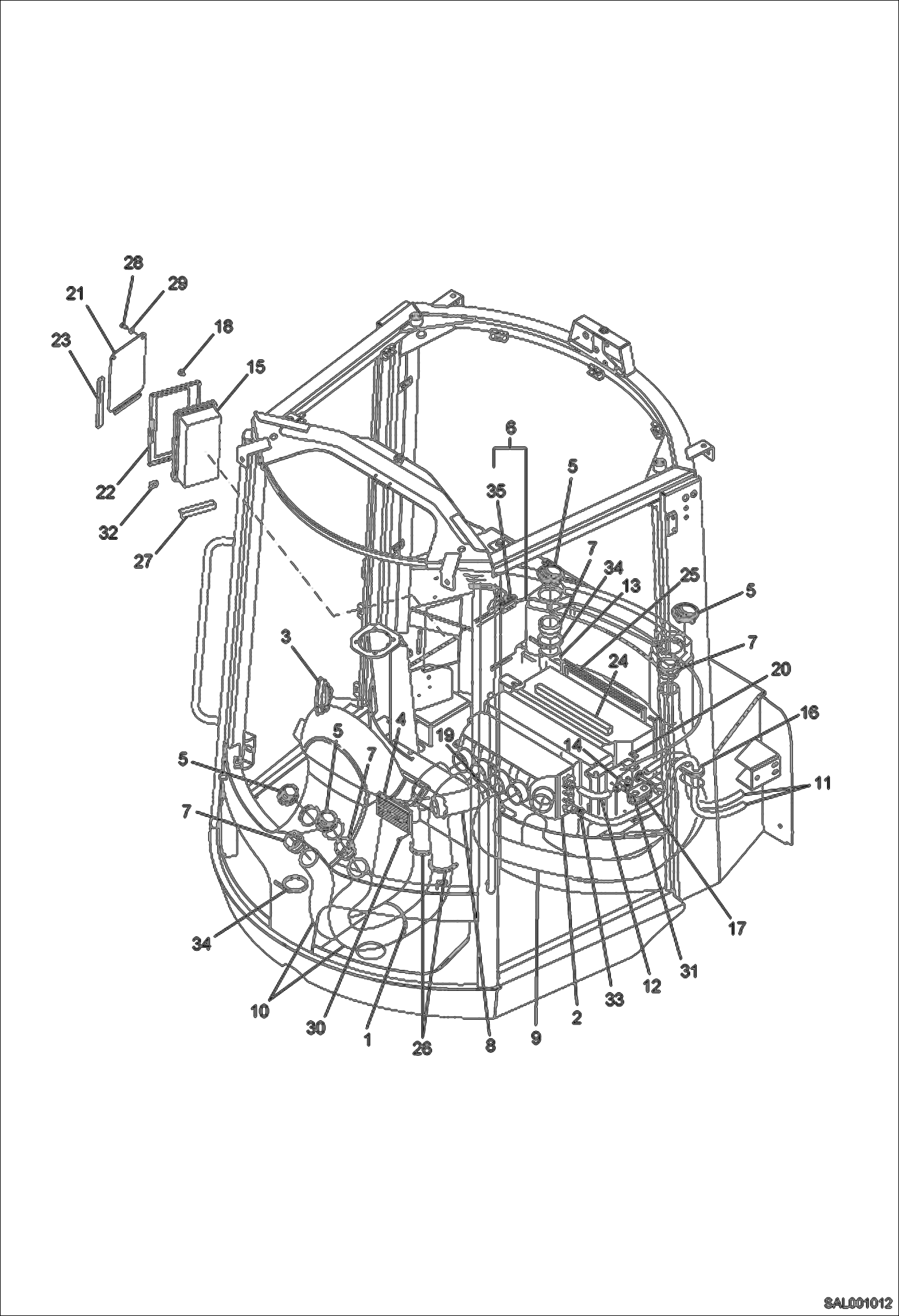 Схема запчастей Bobcat AL350 - CAB-HEATING MAIN FRAME