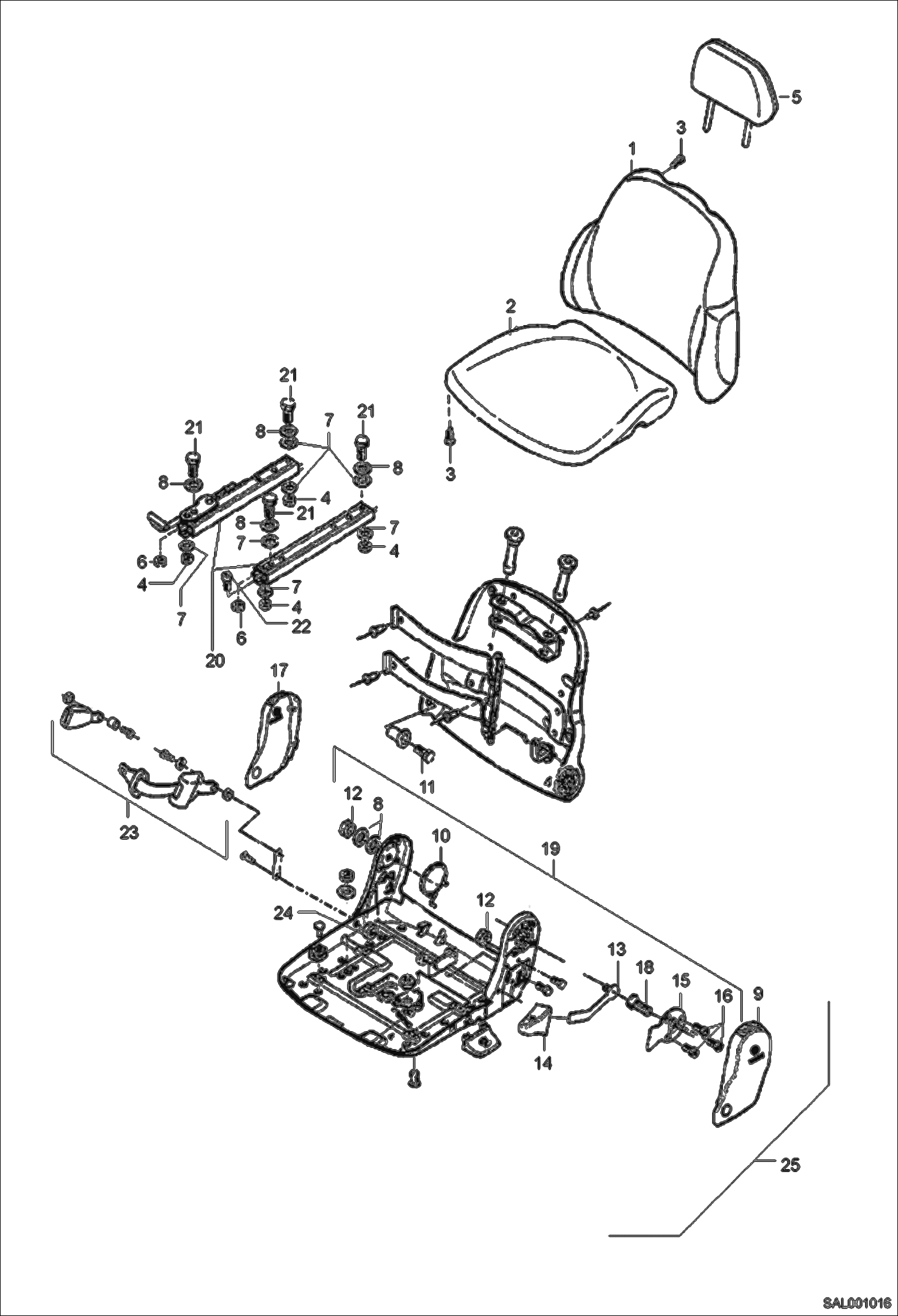 Схема запчастей Bobcat AL275 - SEAT MAIN FRAME