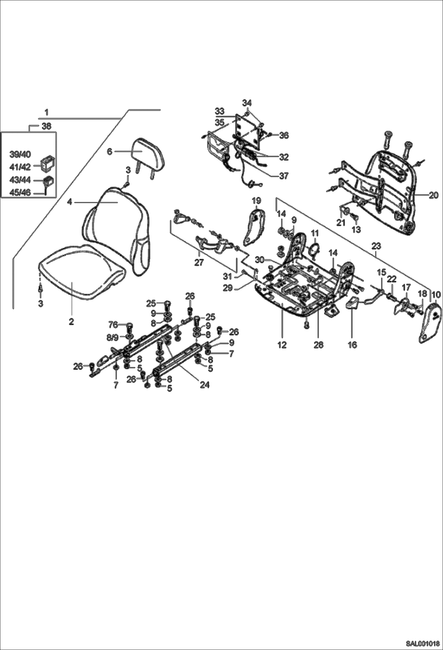 Схема запчастей Bobcat AL350 - SEAT WITH VERTEBRA SUPPORT - MSG 95 MAIN FRAME